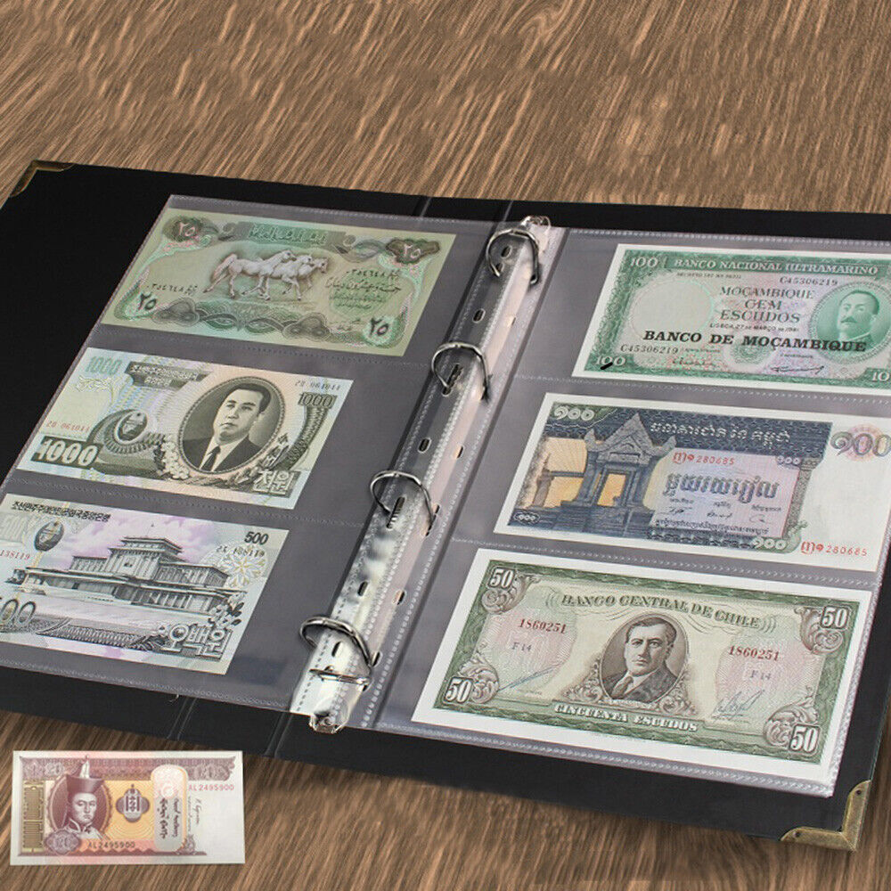 300Pc Pocket Currency Paper Money Album Banknote Storage Collection Holder Album