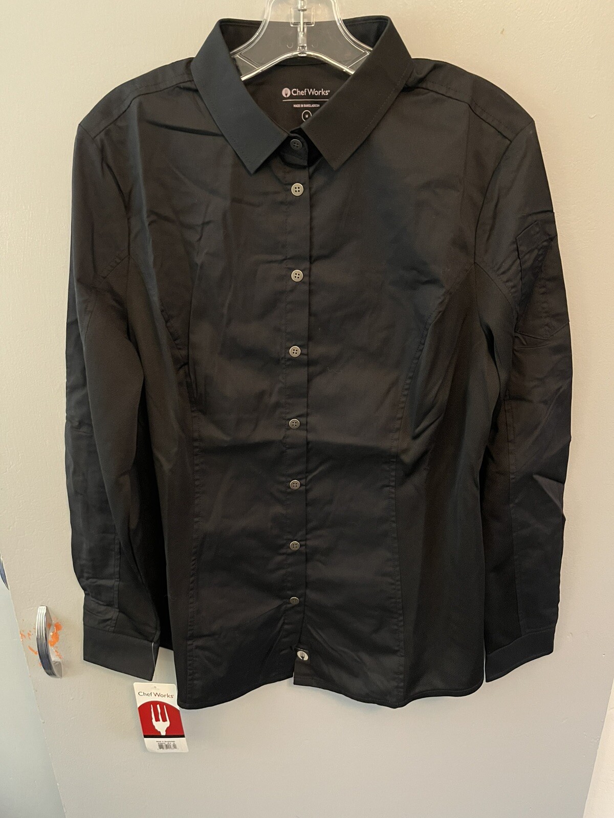 Chef Works SES02W Women's NWT Black Server Dress Shirt Breathable Size Medium