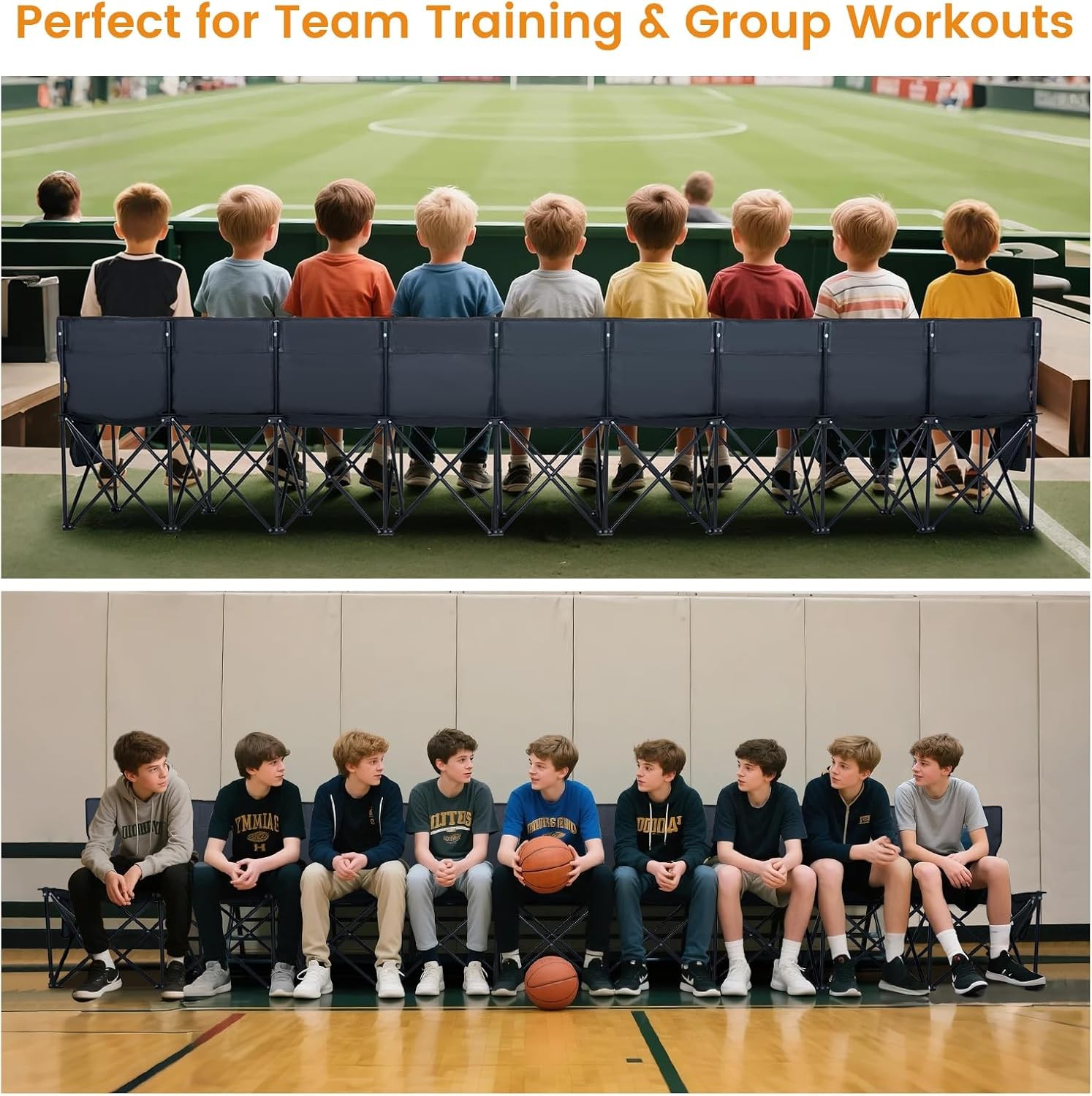 NAIZEA 4/6/9-Seater Sports Bench Folding Bench Chair Sideline Bench for Sports