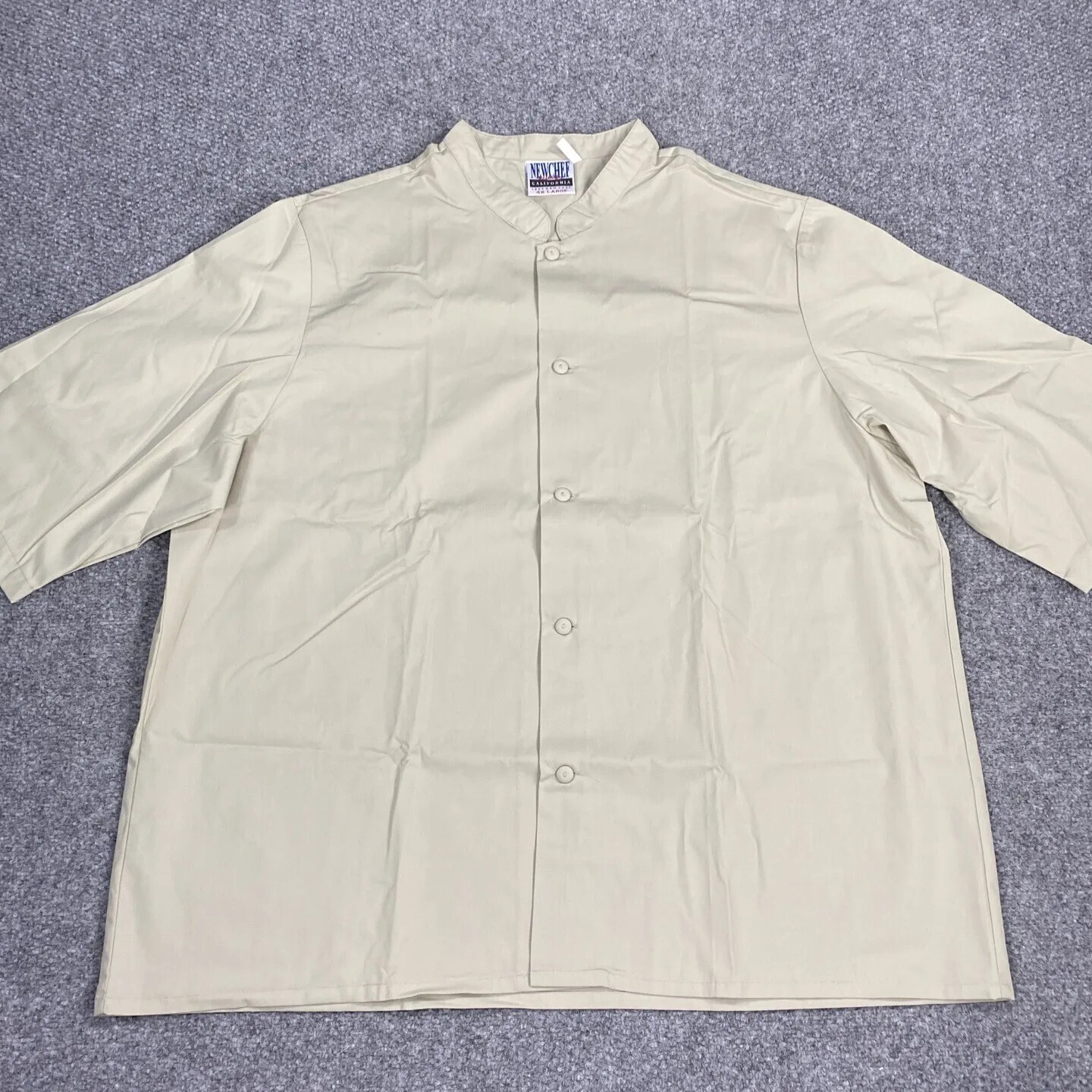 New Chef Chefs Short Sleeve Shirt Button Up Beige Size 4XL