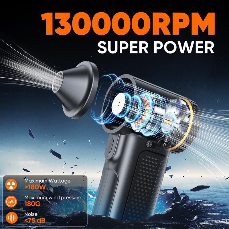 Electric Air Duster Cordless Mini Jet snow Blower Portable Turbo Fan with LED