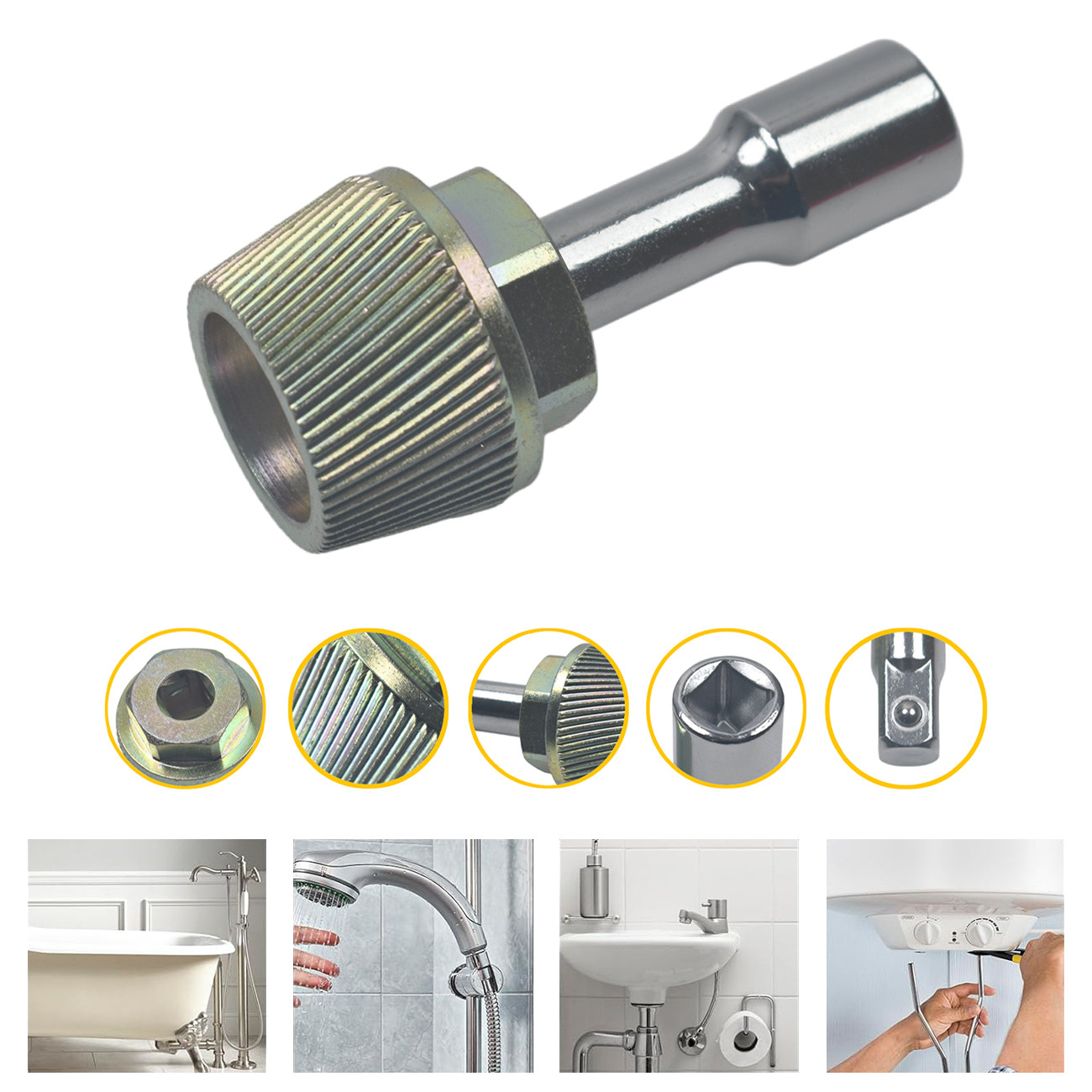 1.5'' Tub Drain Extractor with 1/2'' Socket Bathtub Remover Colourful Galvanized