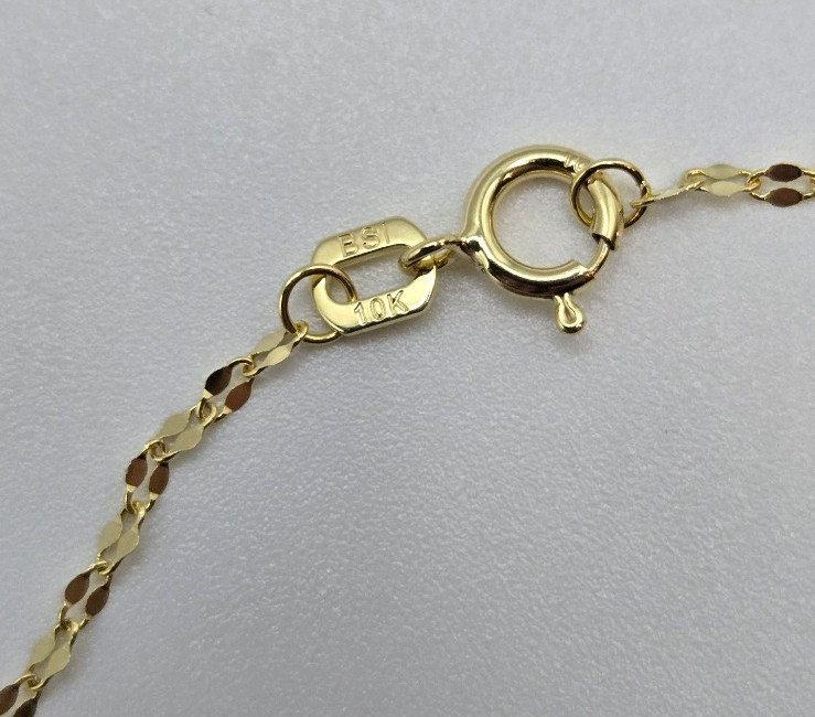 10k Solid Yellow Gold Mirror Link 1.5mm Chain Bracelet, 7 inches Italy