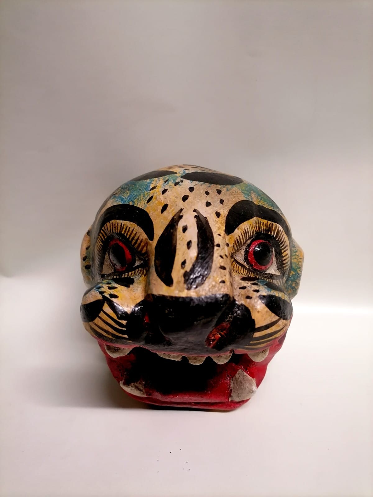 Small NEW Jaguar Head Mask Mexican Folk Art Carved Wood Guerrero Leopard Cat