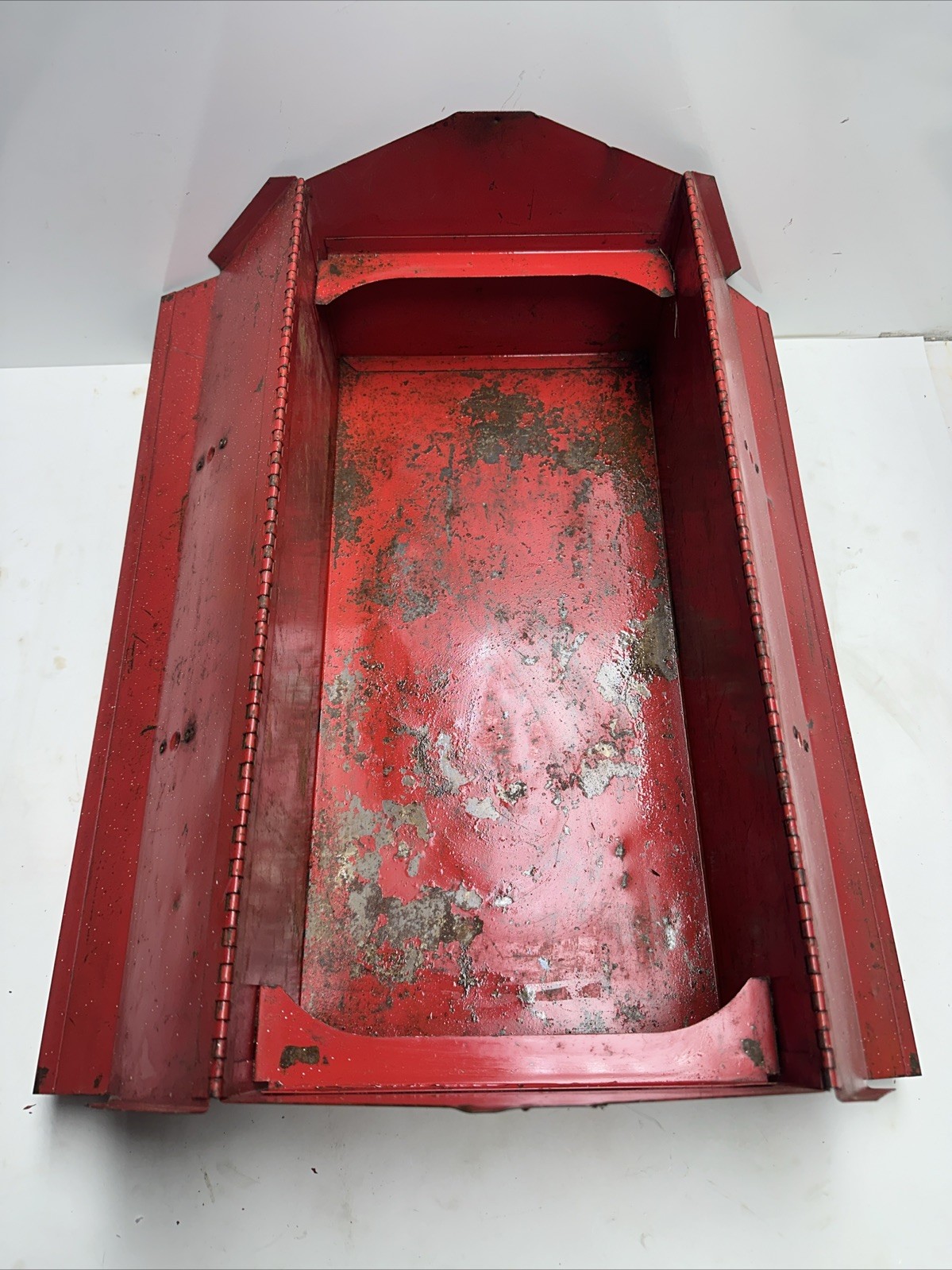 Vintage Metal Tool Box Red with White Road Runner Decal