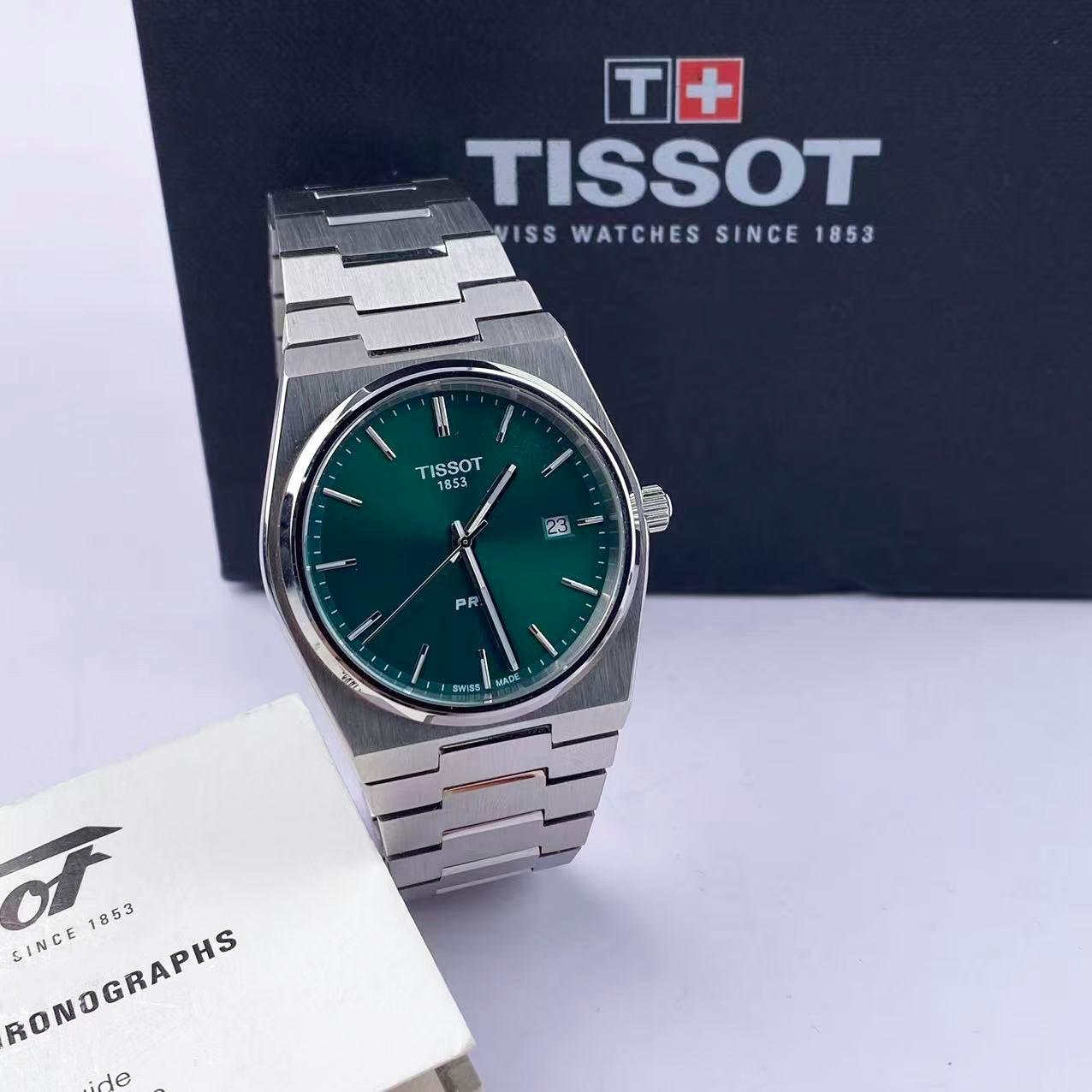 Tissot PRX Green Dial Men's Quartz Watch Stainless Steel 40mm T137.410.11.091.00