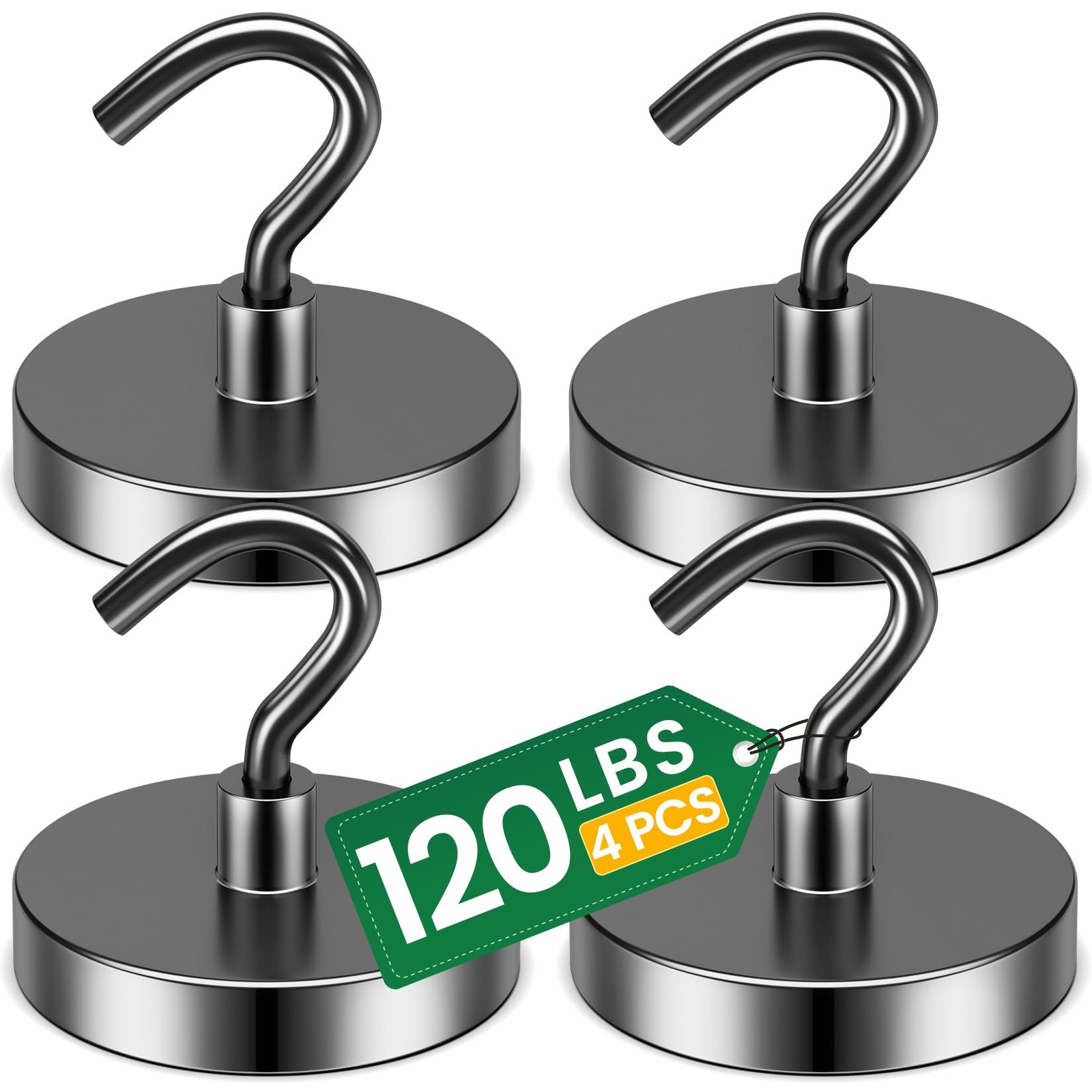 4 Pack 110 Lbs Magnetic Hooks Heavy Duty Neodymium Magnet Hook, Strong Magnetic