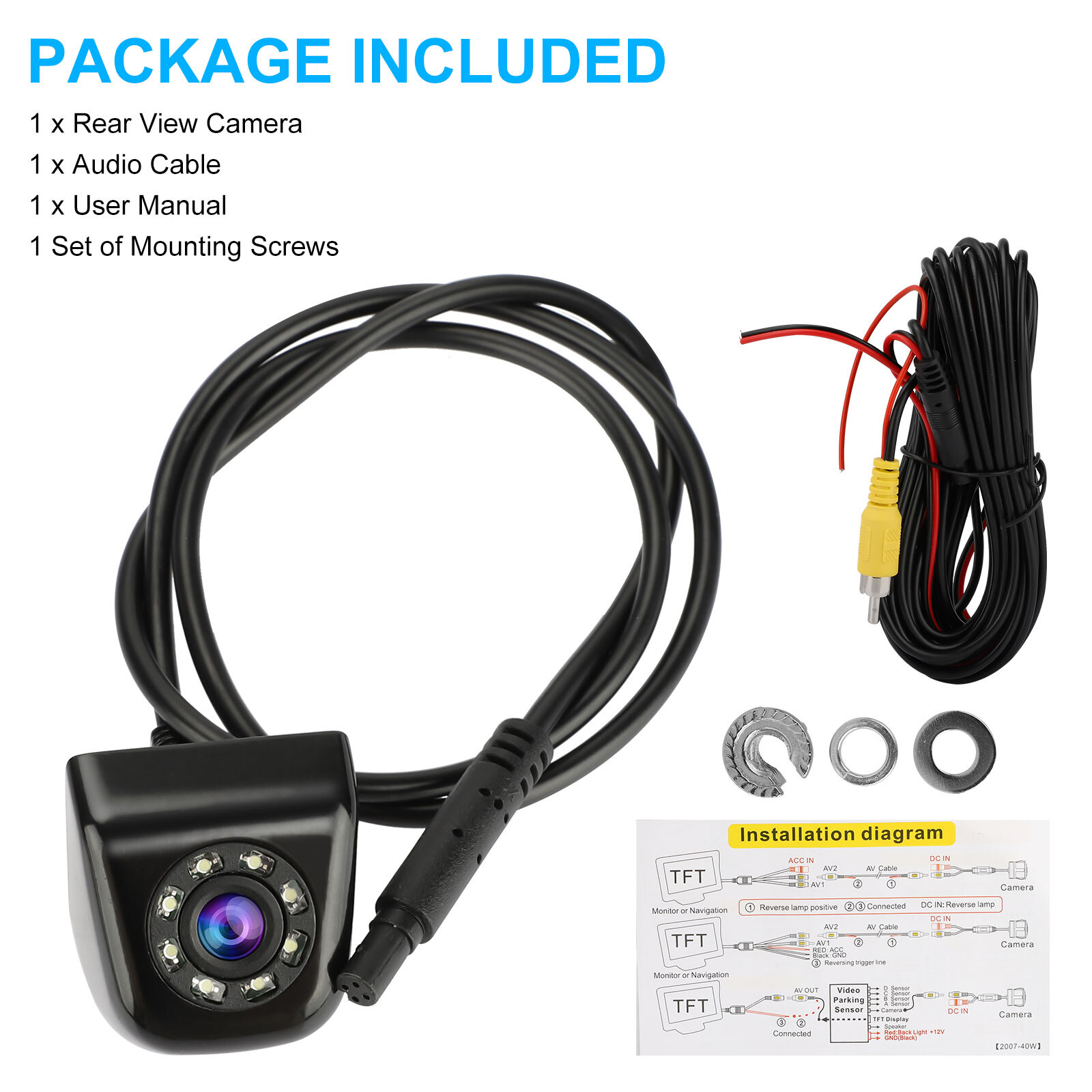 170° Car Rear View Reverse Camera Parking Backup Cam HD Night Vision Waterproof