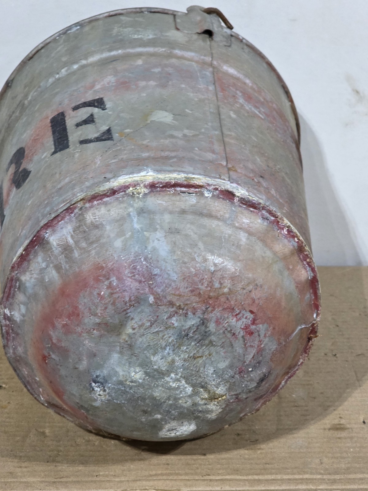 Vintage Galvanized Railroad Fire Bucket - Round Bottom- Fire Fighter