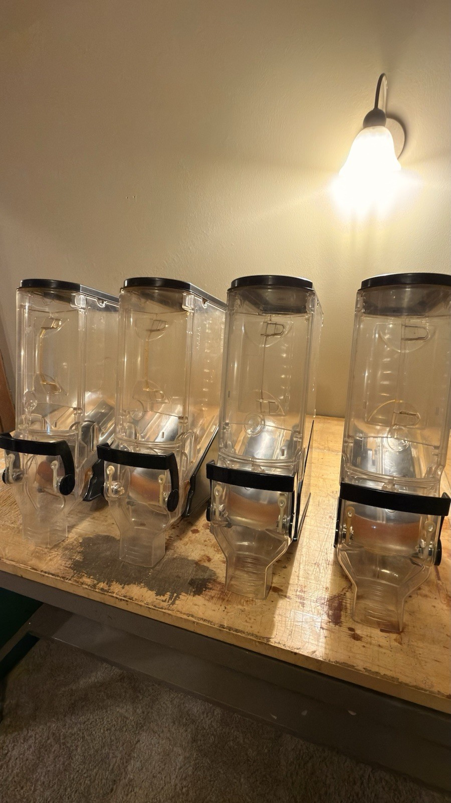 Trade Fixtures Radeus Model 618 / 624 4 Gravity Bin Dispenser 5 Gallon 6 x 18