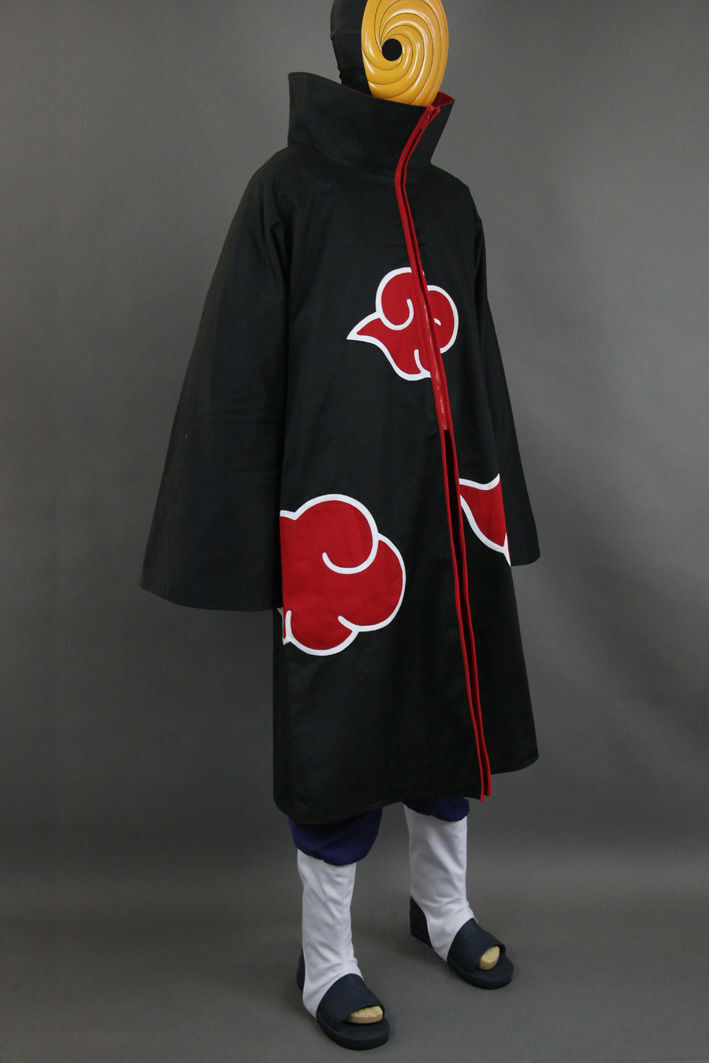 Naruto Akatsuki Tobi Uchiha Obito Robe Cloak Coat + Resin Mask Cosplay Costume