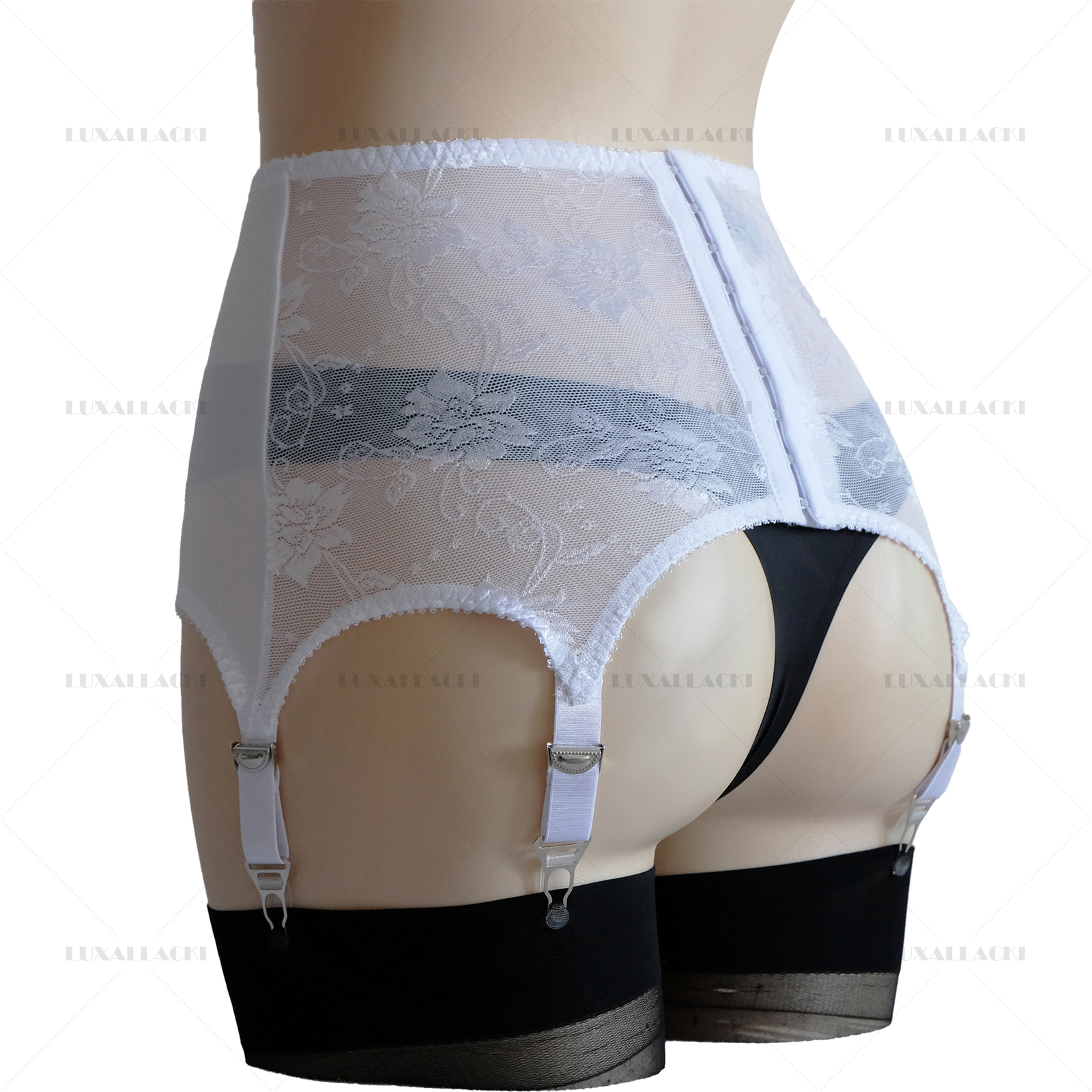 Luxallacki Classic Satin Lace Garter Belt 6 Straps Sexy Waist Girdle (3 Colors)