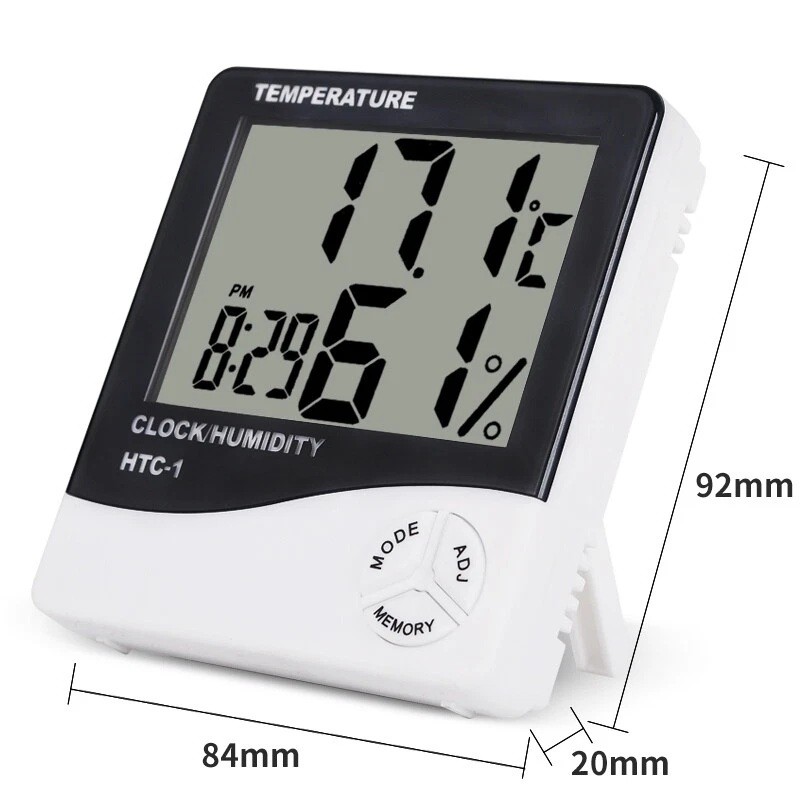 2 Packs Digital LCD Hygrometer Thermometer Humidity Temperature Alarm Clock