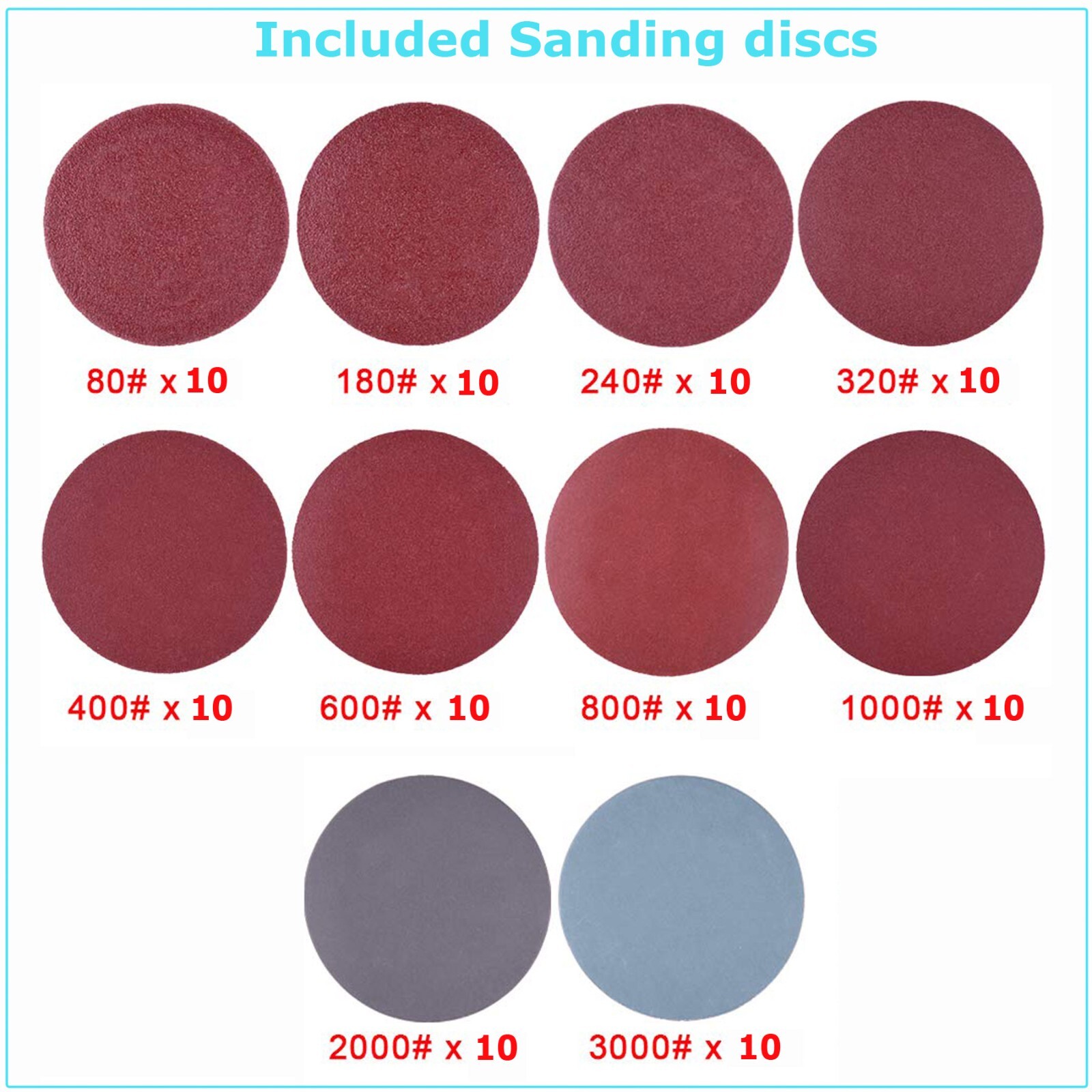 200x Sanding Discs 2" Sanding Disc Sand paper Hook Loop Sander M6 Drill Adapter
