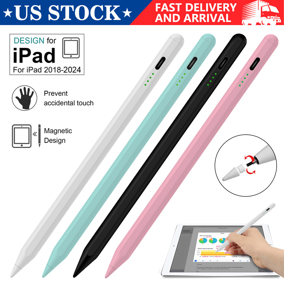 1st 2nd Generation Pencil Pen Stylus For Apple iPad 6th 7th 8th 9th 10th Gen NEW