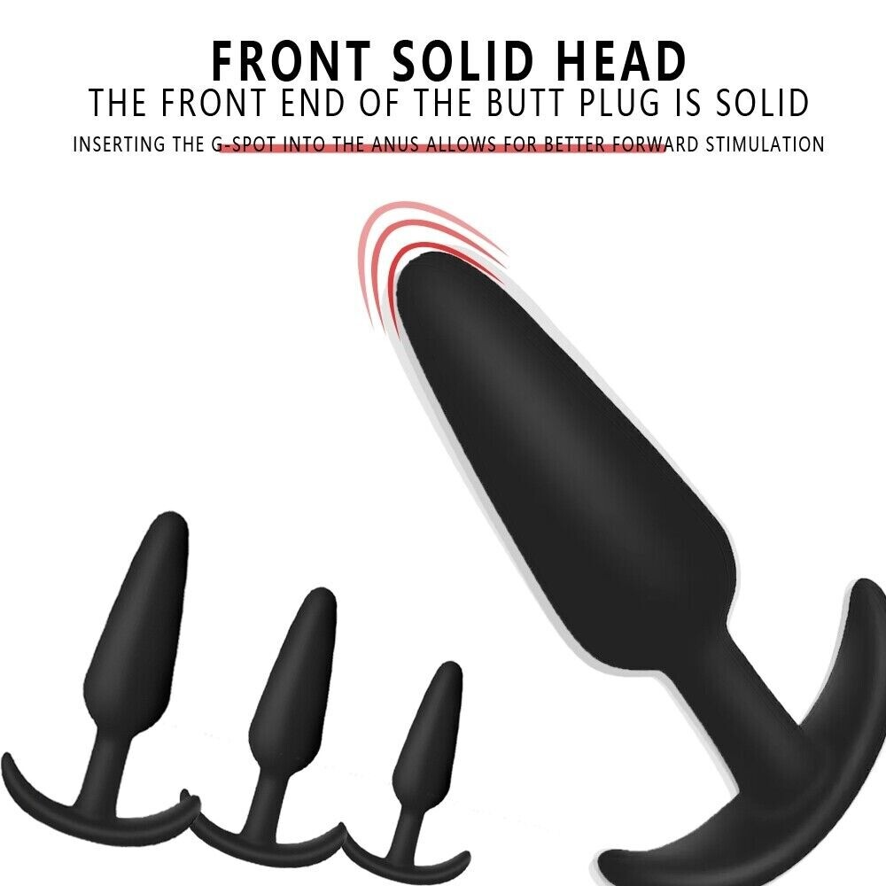 3PCS Silicone Anal Training Starter Kits Beginner Anal Trainer Butt Plug Set US