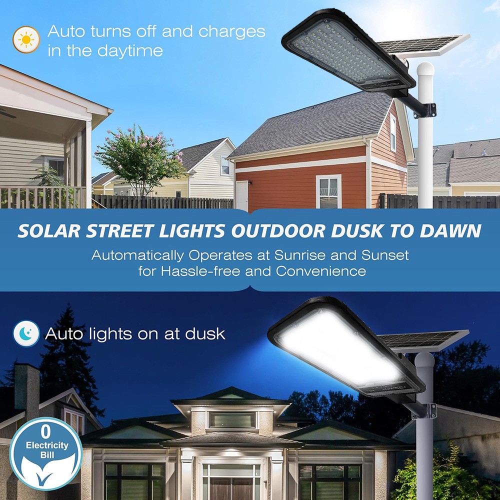 Commercial Solar Street Lights Outdoor Dusk to Dawn Solar Super Bright Aluminum