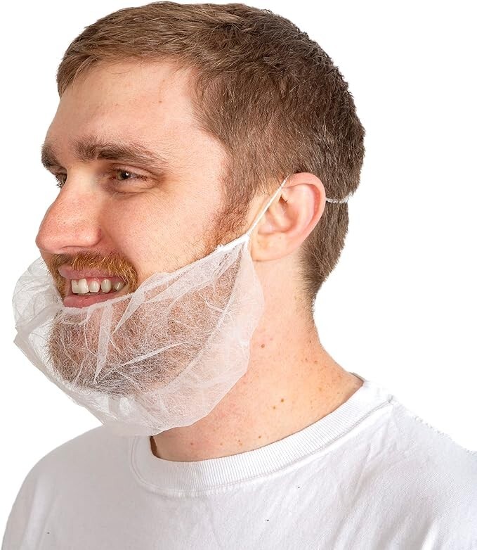 18" White Beard Covers Disposable Hair Nets Latex-Free - Clearance Stock