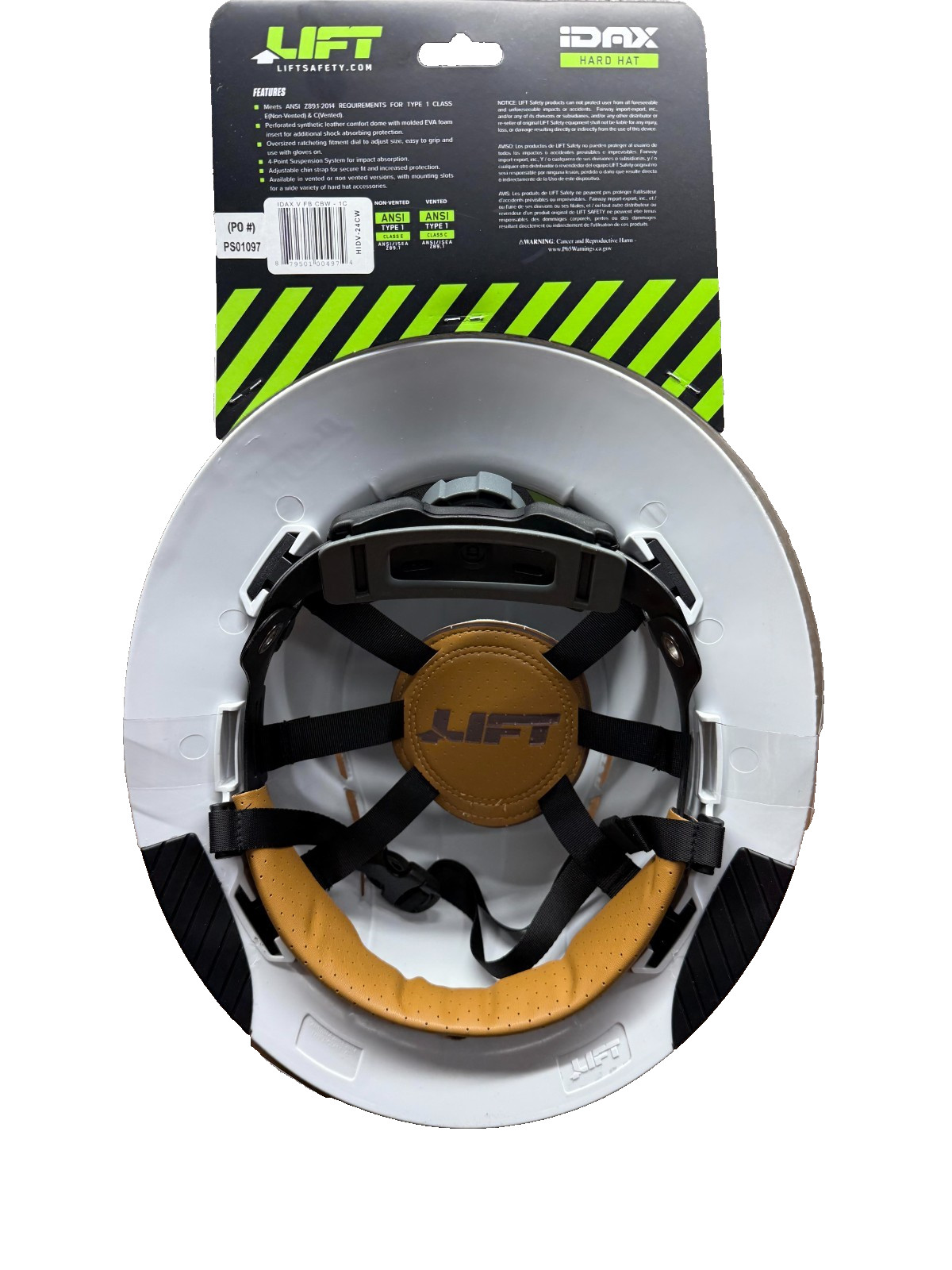 Lift Safety iDAX - Vented Hard Hat - WHITE Carbon HIDV-24CW