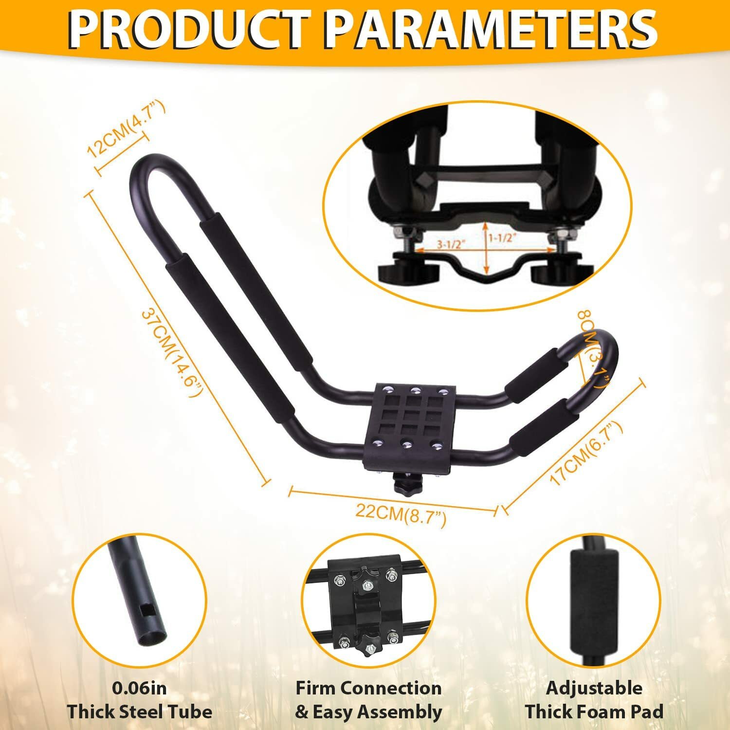 2 pairs Canoe Boat Kayak Roof Rack Car SUV Truck Top Mount Carrier J Cross Bar