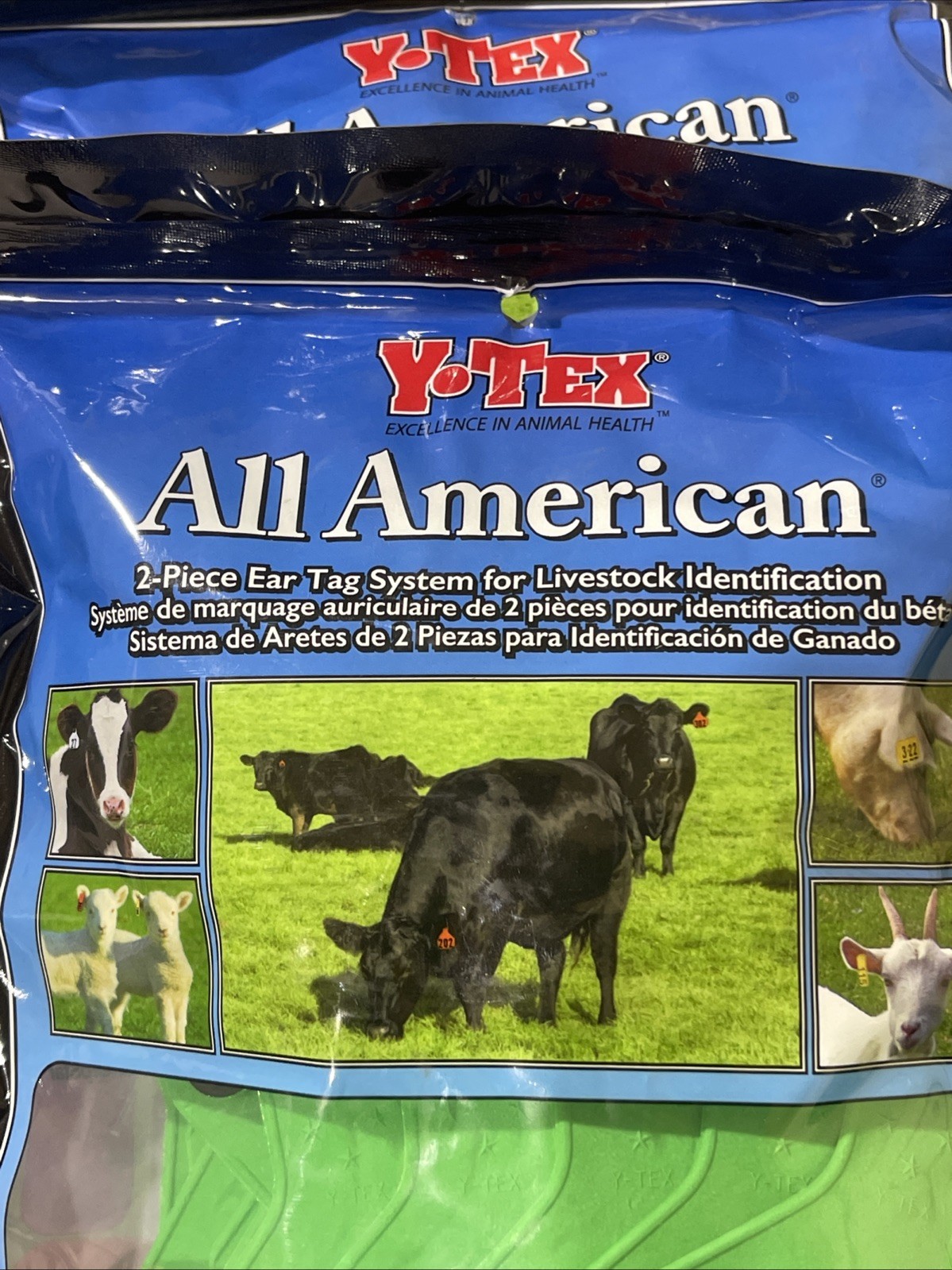 Y-Tex 4 Star Large Cattle Tags 25 Pack, 2 Piece Ear Tag System, Green, 76-100