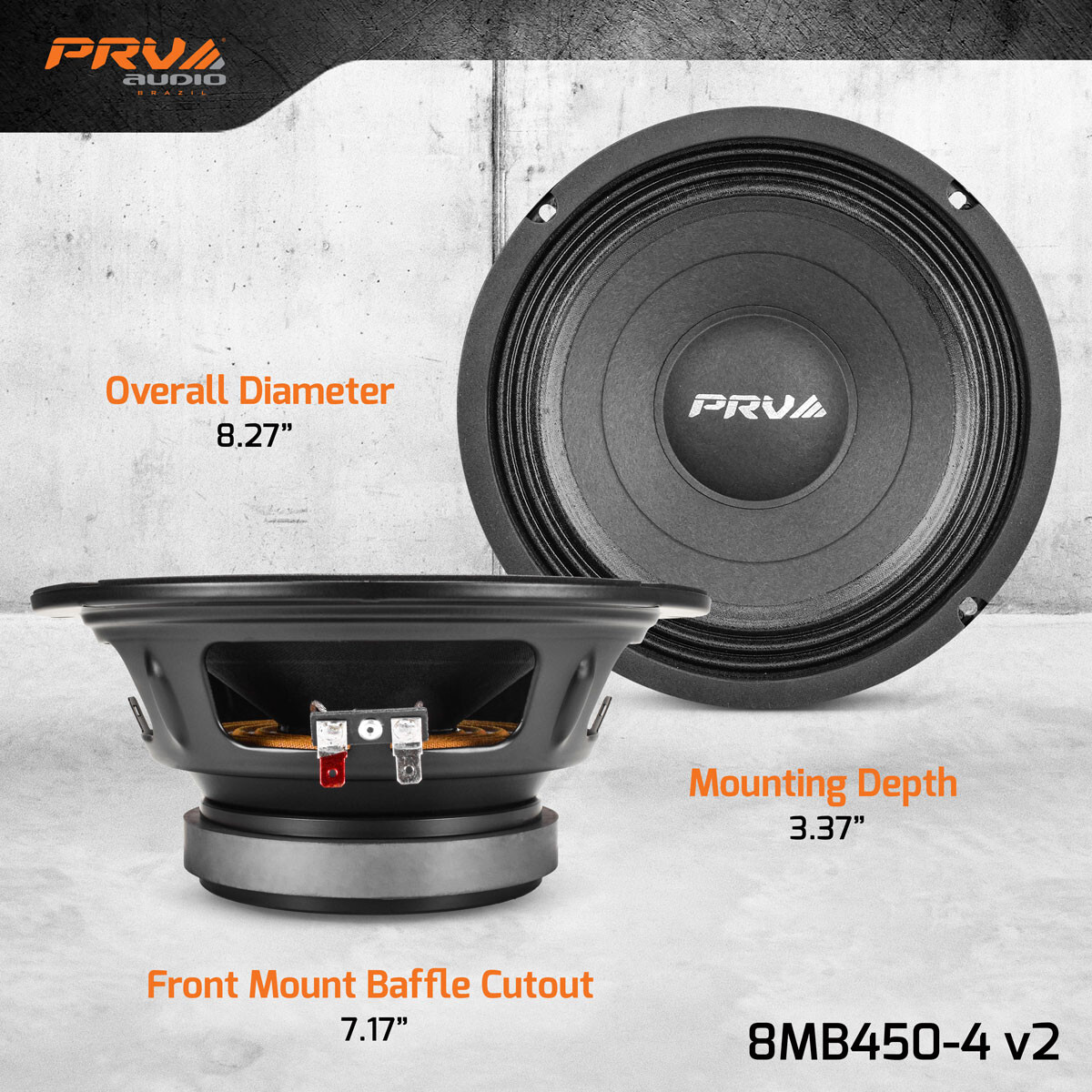4x PRV Audio 8MB450-4 Midbass Car Audio 8" Speakers 4 Ohm 8MB PRO 1800 Watts
