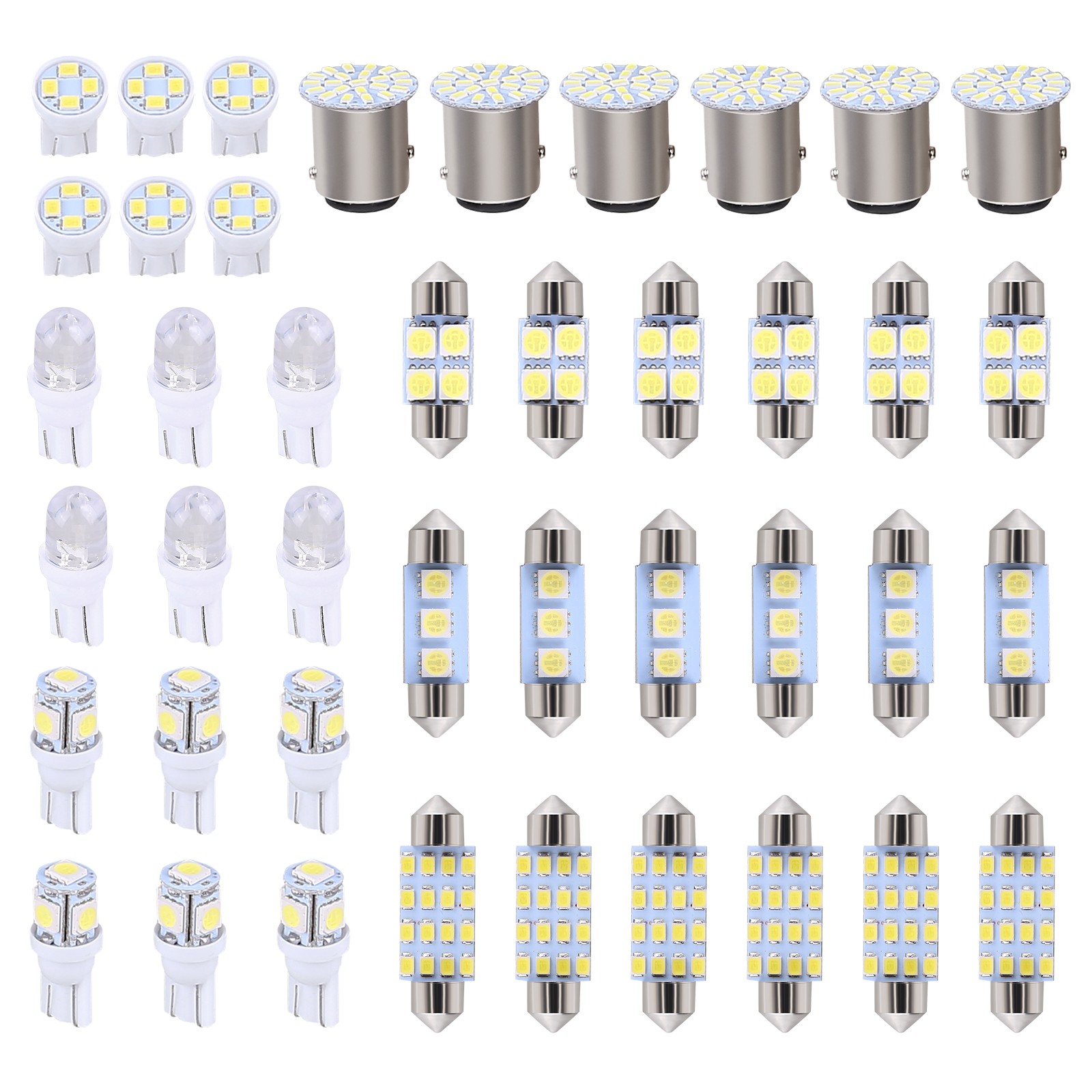 Car Interior Combo LED Map Dome Door Trunk License Plate Light Bulbs White 42PCS