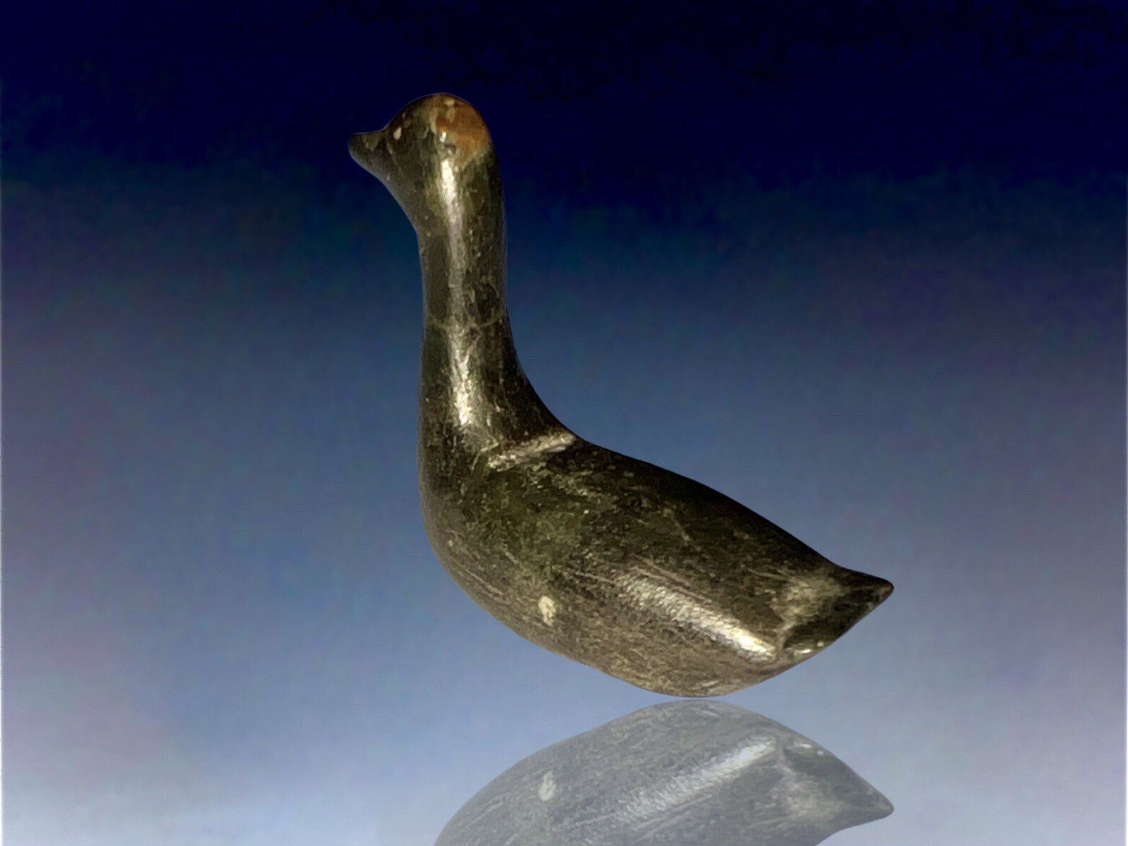 19th Century Inupiat Inuit Carved Stone Hunting Loon Effigy / Fetish