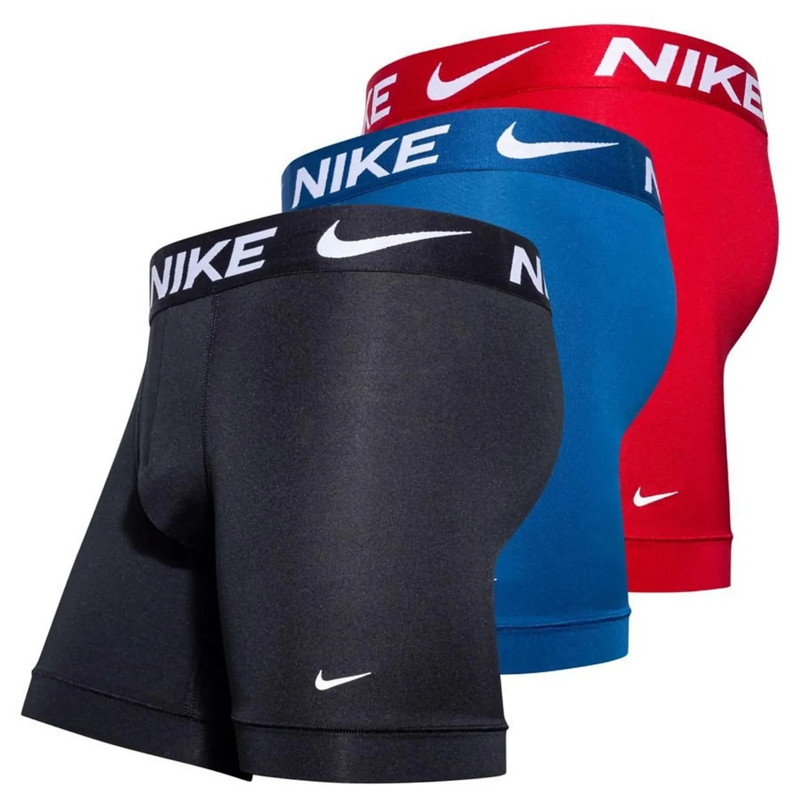 3 NIKE Dri-Fit Essential Red Blue Black Micro 3 Pack Boxer Brief Multicolor NEW