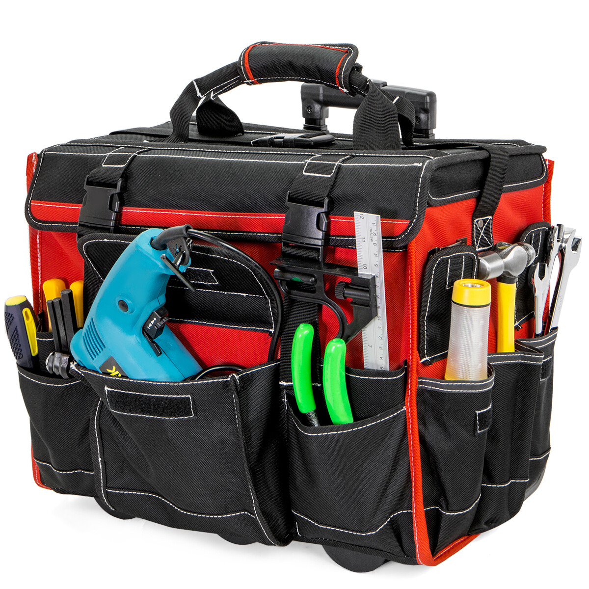 XtremepowerUS Rolling Tool Bag 18" With Wheels Portable Storage Organizer