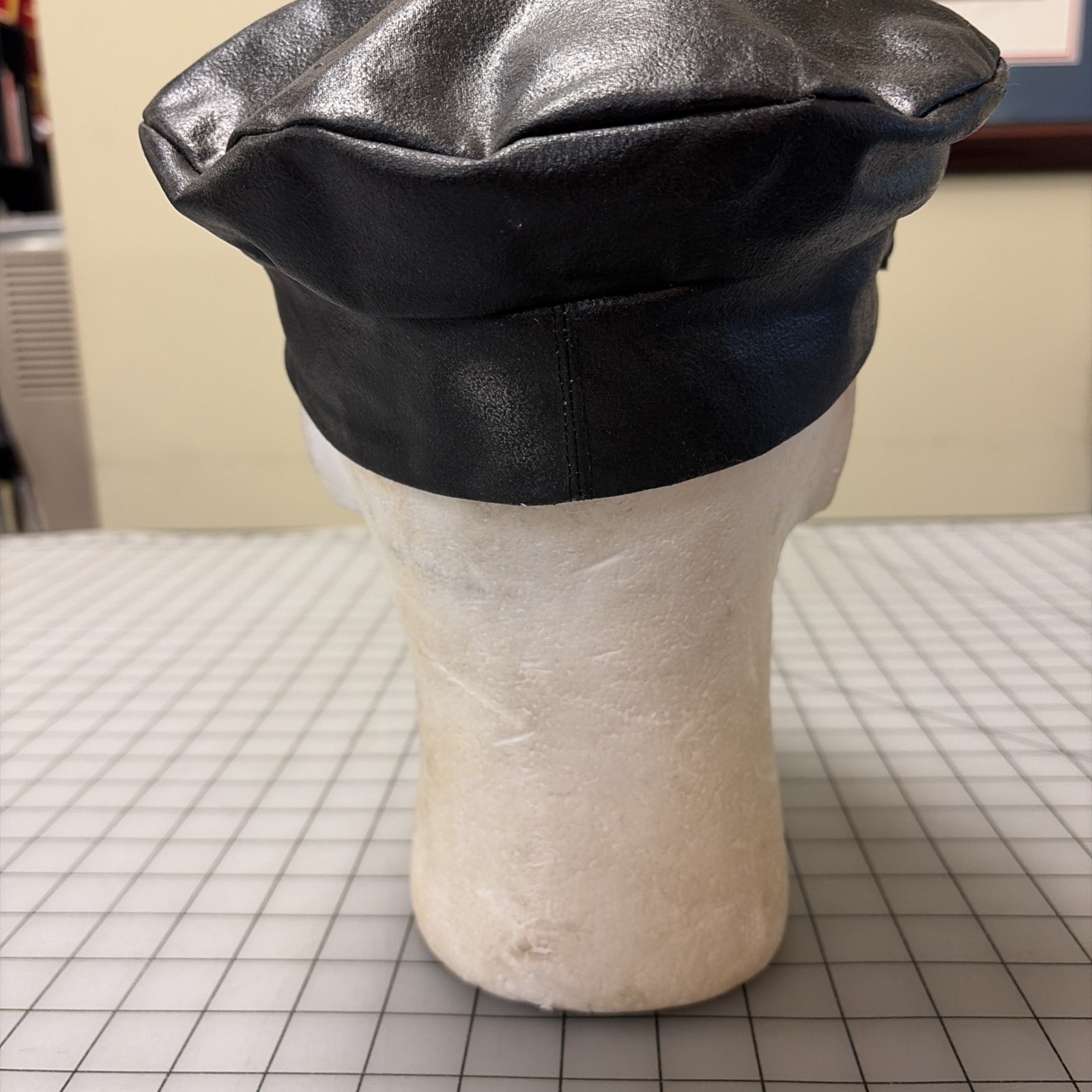 Great Repro Civil War era Man's Black Rubberized Wheel Cap, SZ 7 1/4 - Film Used