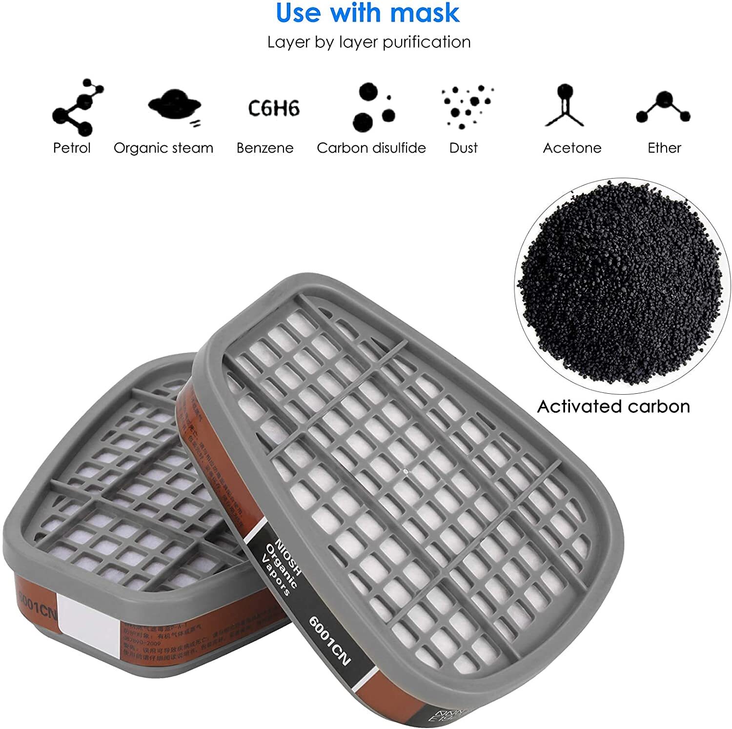 US Full Face Gas Mask Painting Spraying Respirator w/Filters for 6800 Facepiece