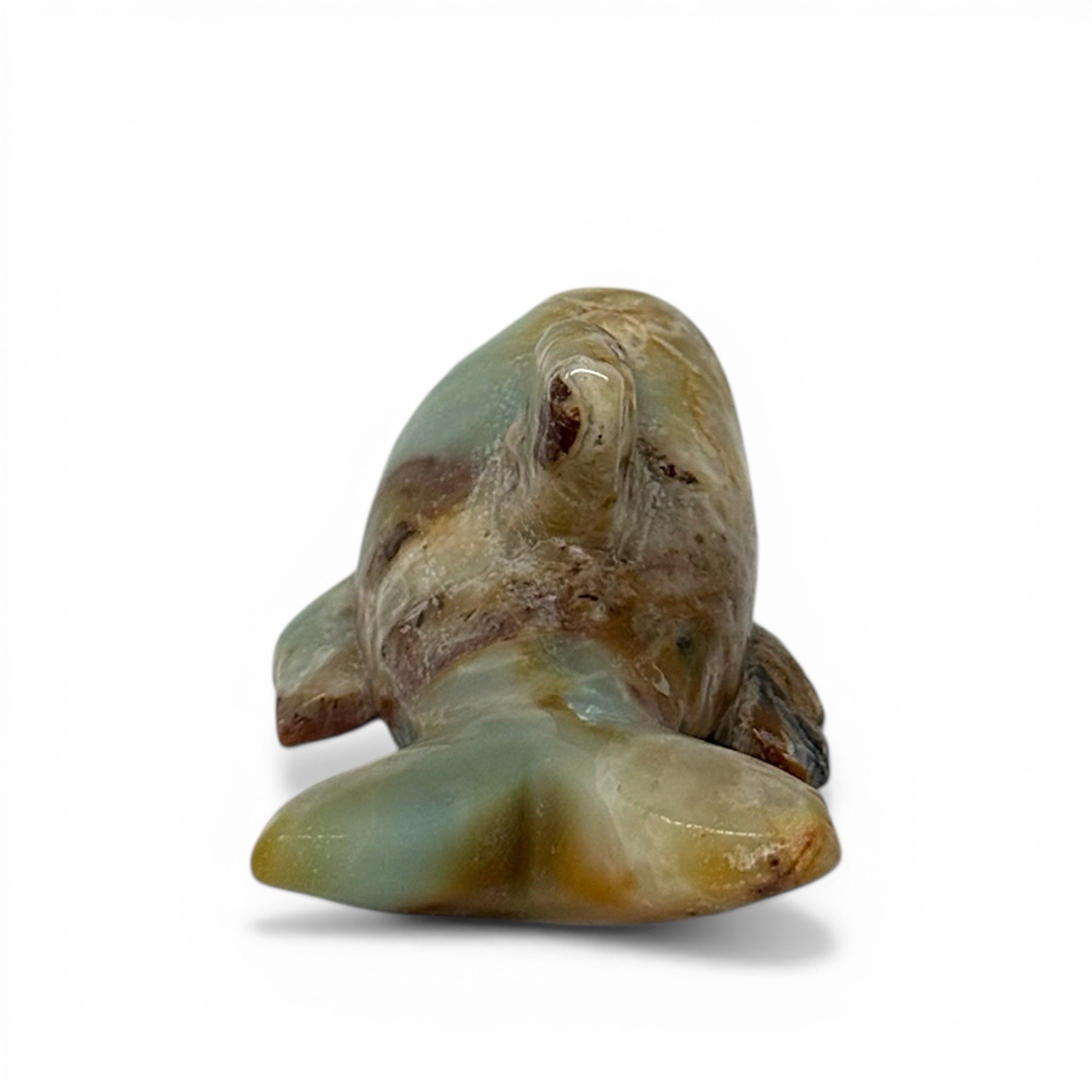 Caribbean Calcite Stone Dolphin Sculpture Carved Crystal Art Decor 264grams