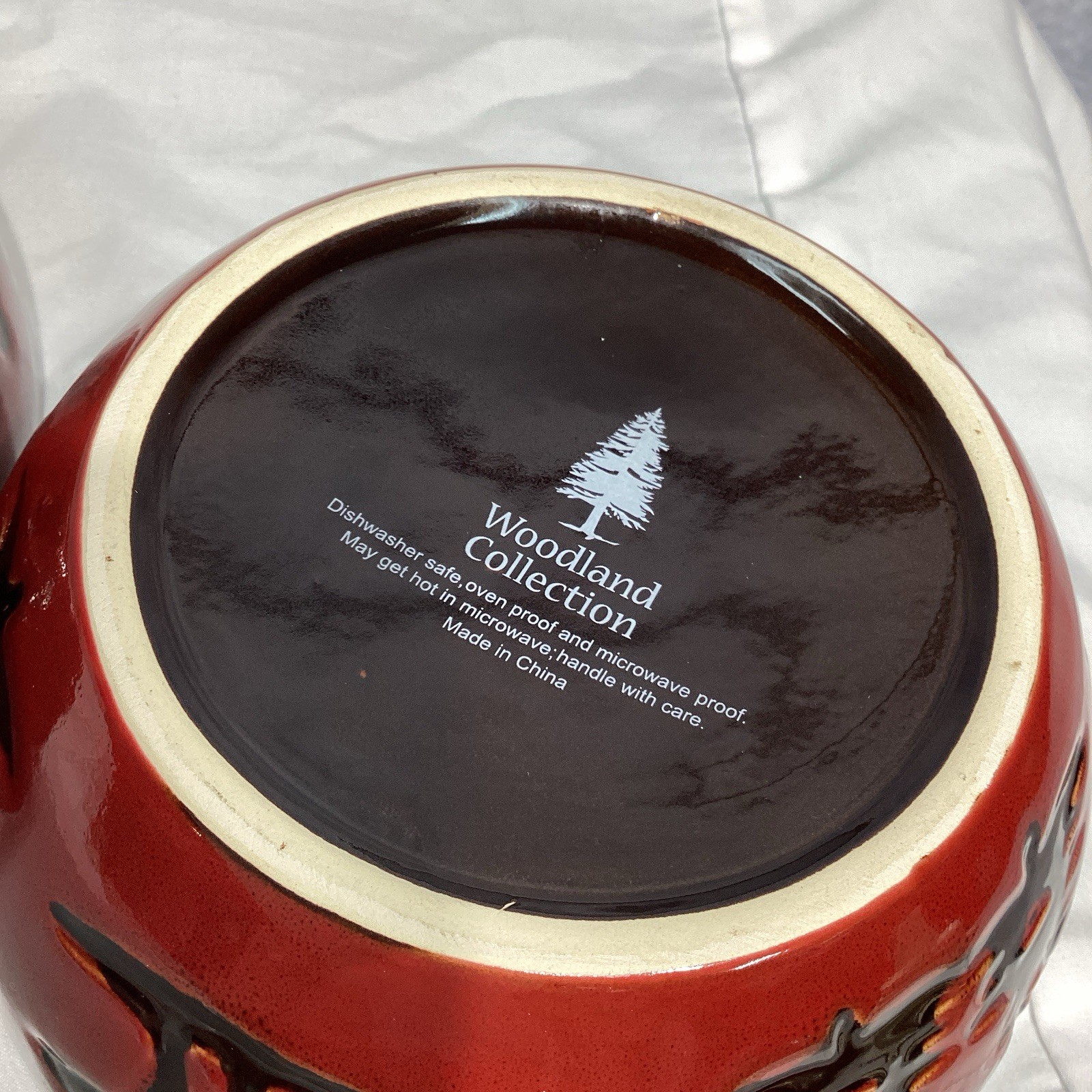 Lot 2 Woodland Red Home Studio 6” Soup Cereal Bowls Bear Pine Trees