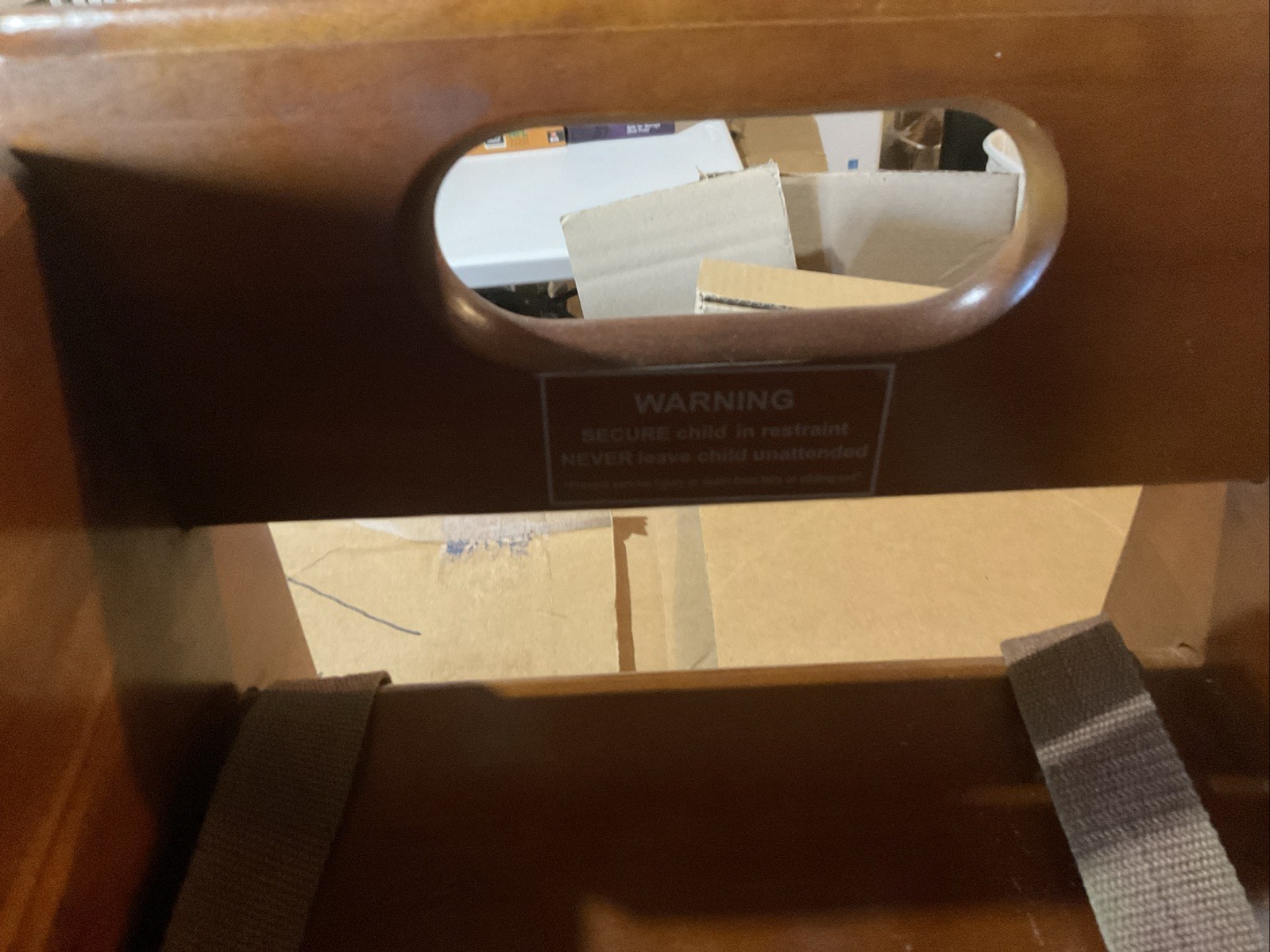 Restaurant Children Booster Seat in Mahogany Wood Finish Commercial USED Read