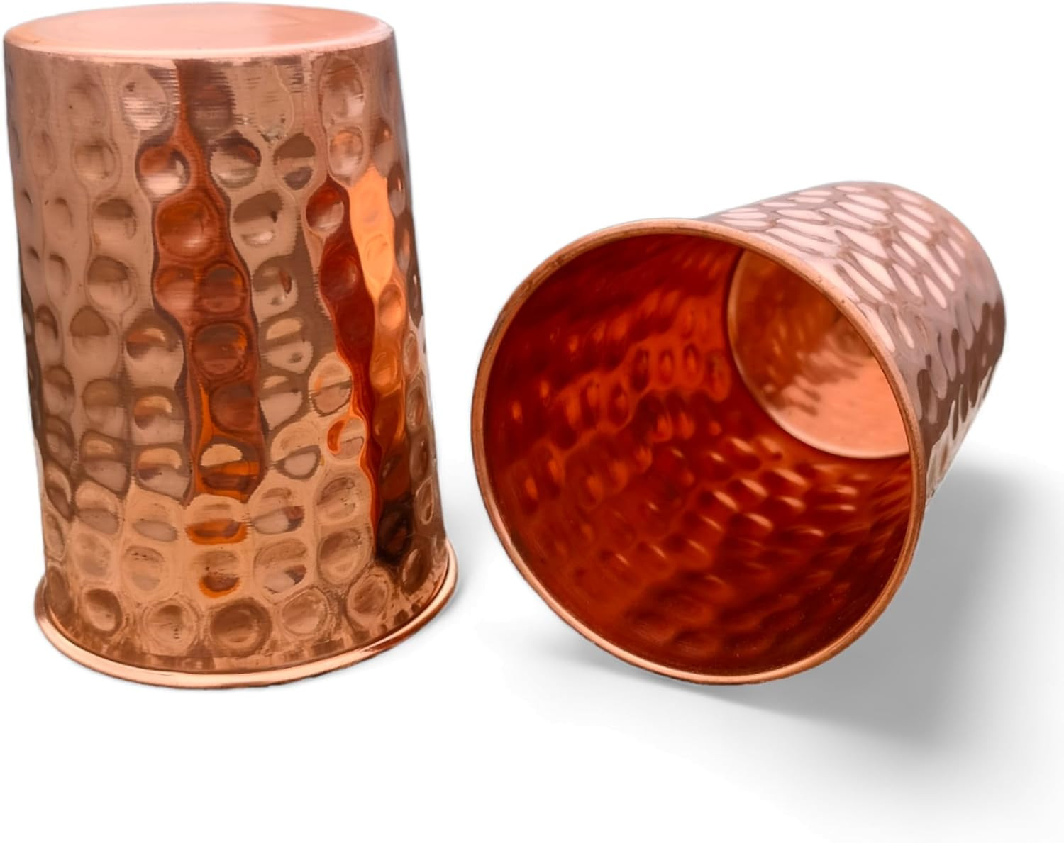 Set of 2 Hammmered Pure Copper Cups for Drinking Water Glasses Tumblers Glass fo