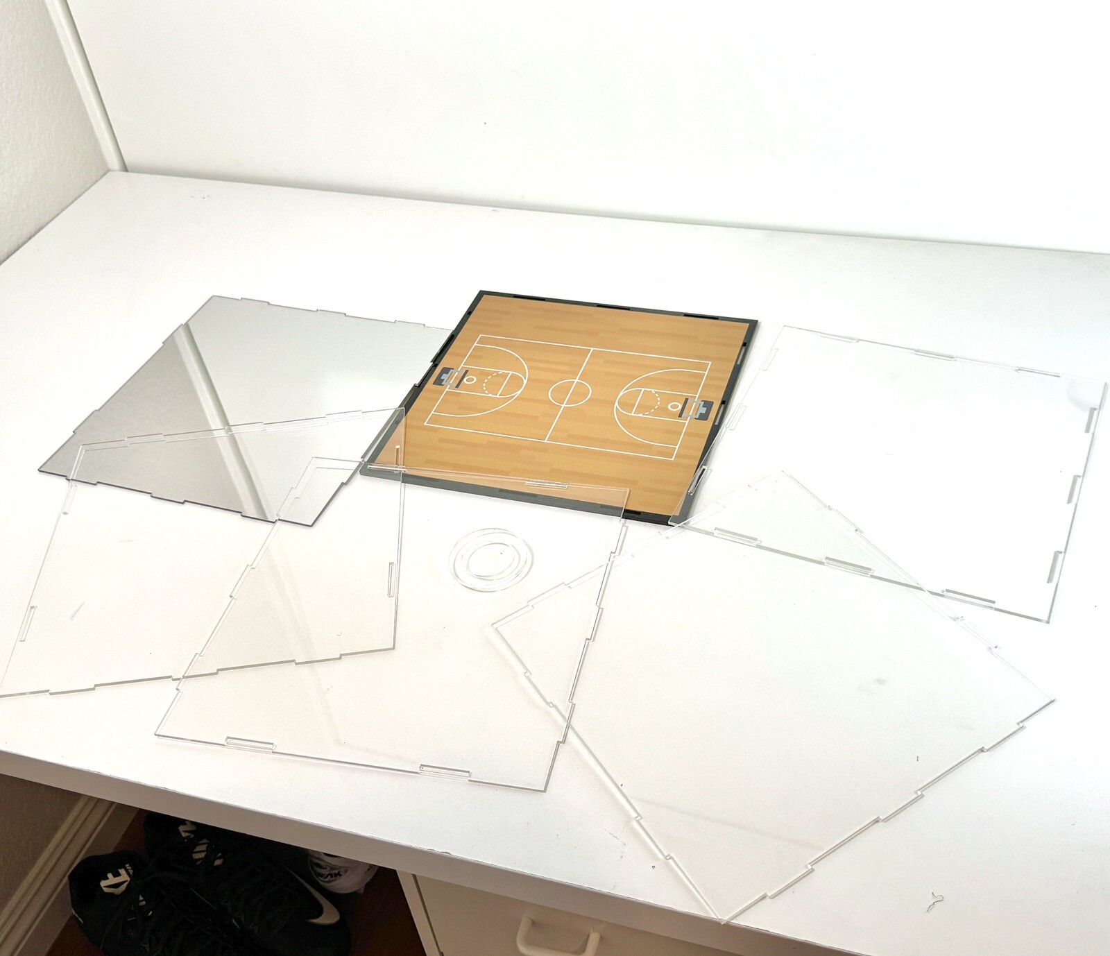 Full Size Basketball Display Case with Acrylic Court Base & Mirror Back