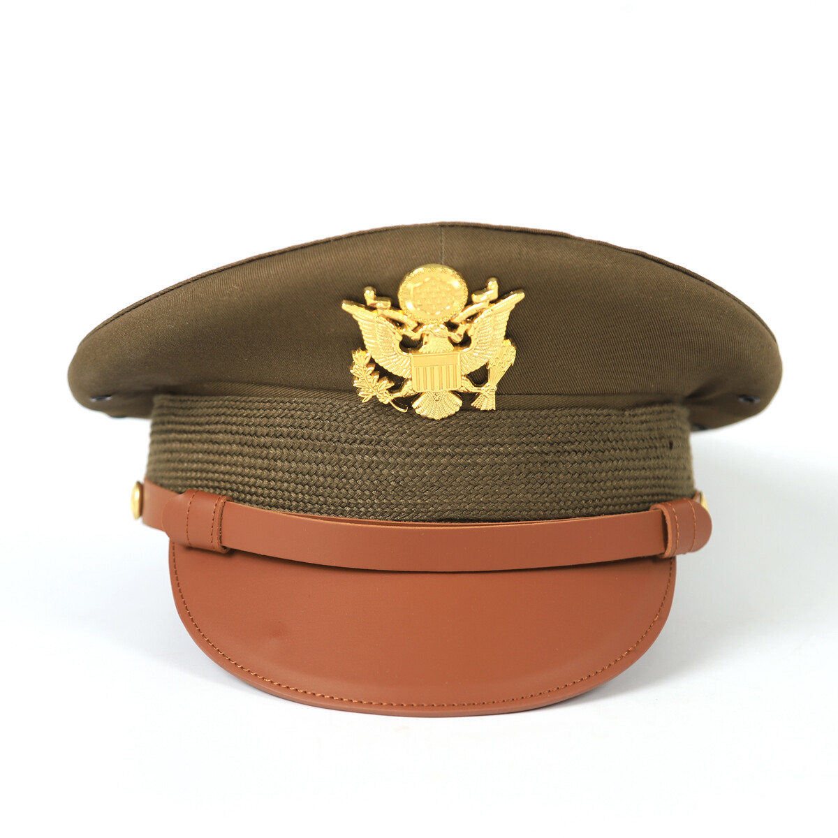 7 3/8 WW2 US Army Visor Hat Officer Cap Eagle Badge WWII Reproduction