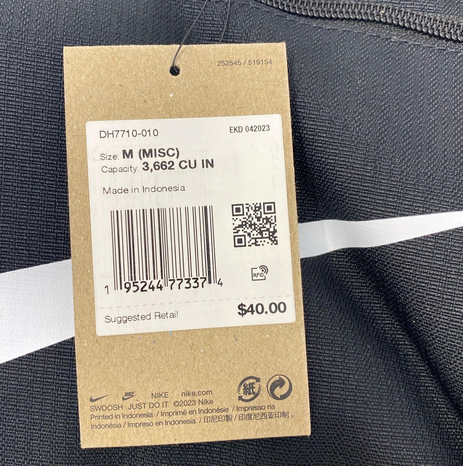 Nike Brasilia 9.5 Medium 60L Training Duffel Bag - Black/Black/White DH7710-010