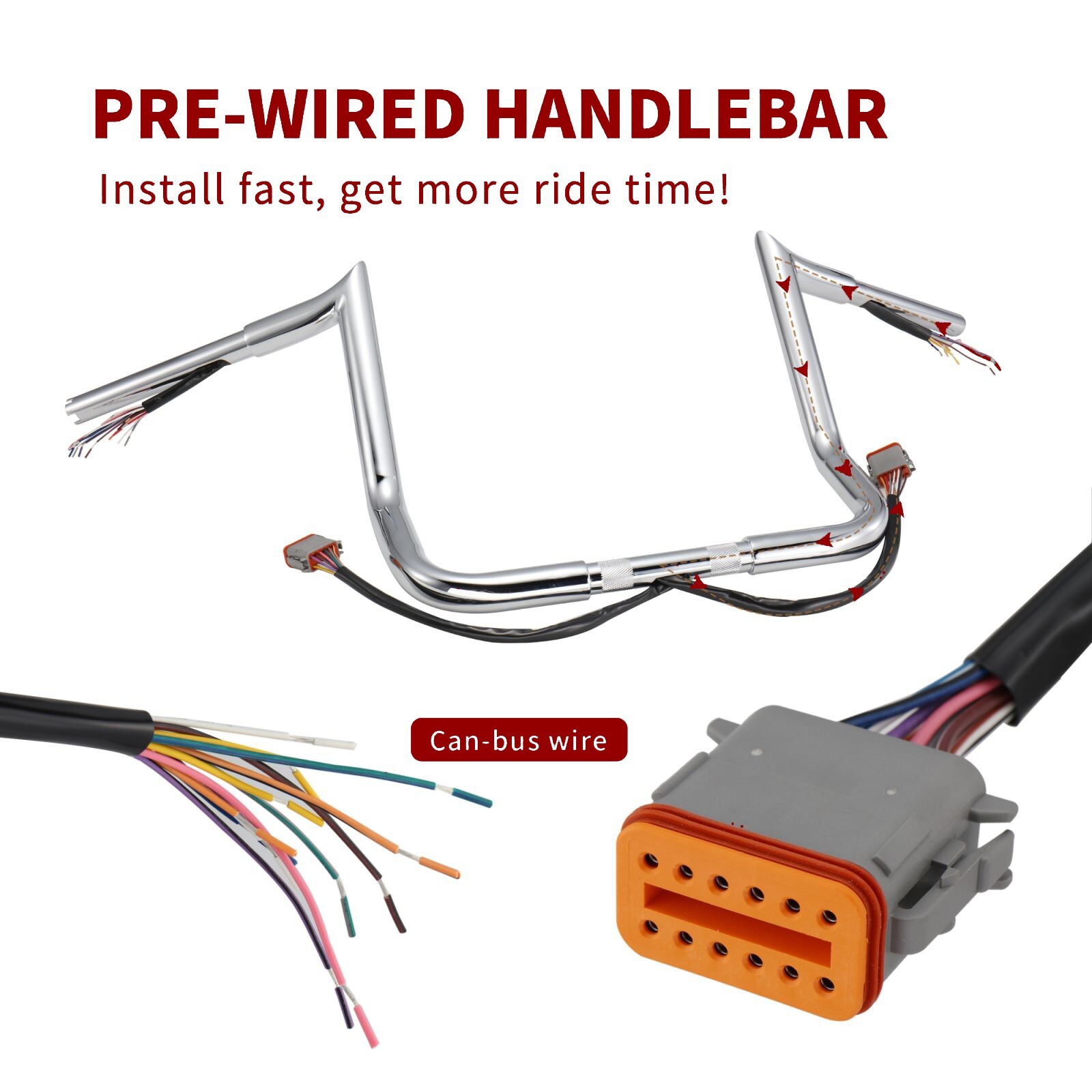 Prewired 12" Electra Glide Handlebar for 1996-2006 Street Glide Ultra Classic