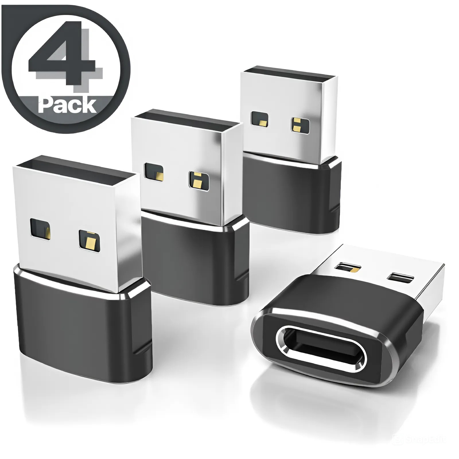 4 PACK USB to USB C Adapter Type-C Female to A Male OTG Converter Car Charger