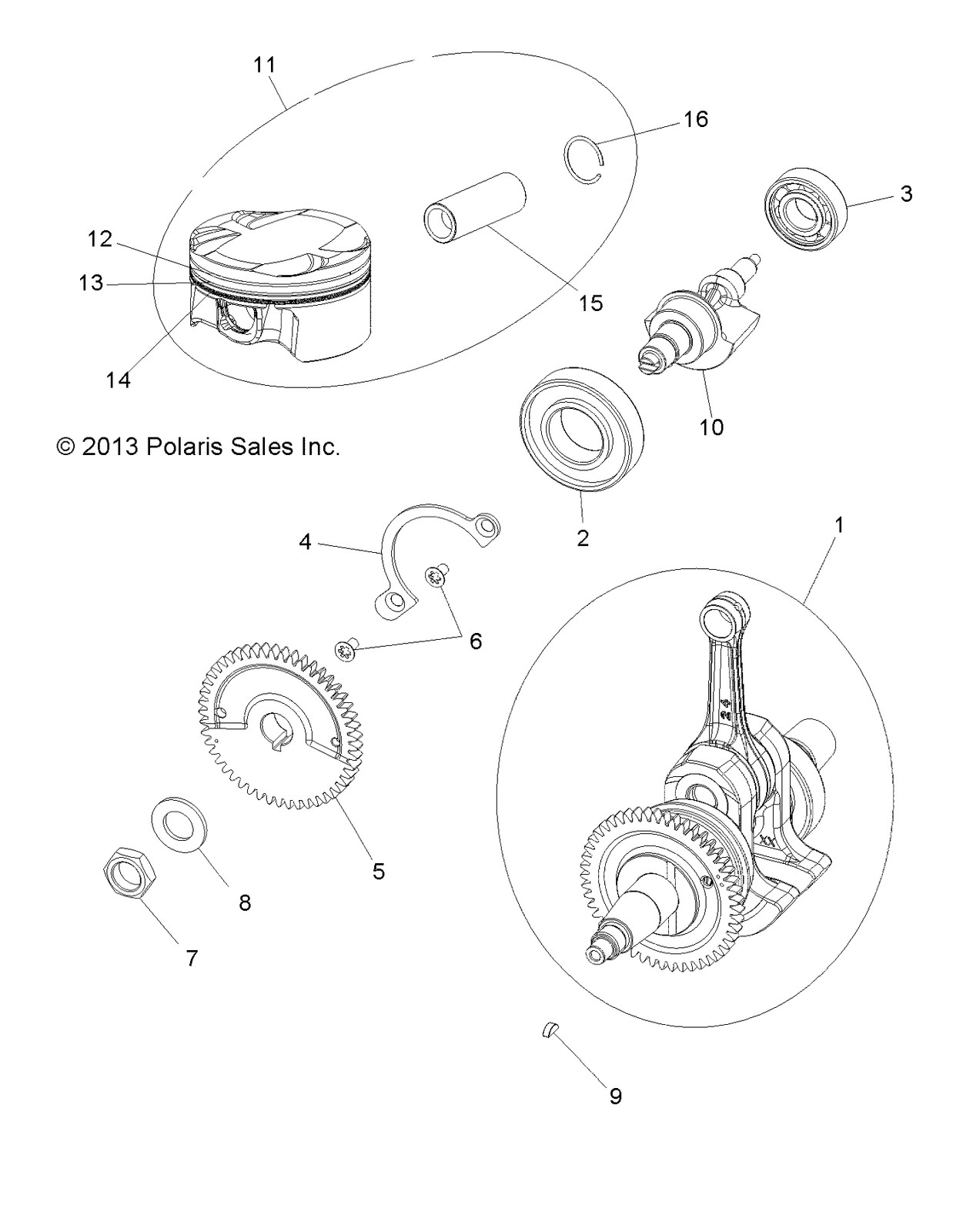 Polaris Piston Assembly, 78 mm, Genuine OEM Part 3022533, Qty 1