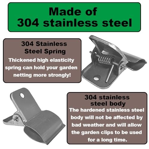 Stainless Steel Garden Clips, Extra Wide Strong Fixing Greenhouse Clips For