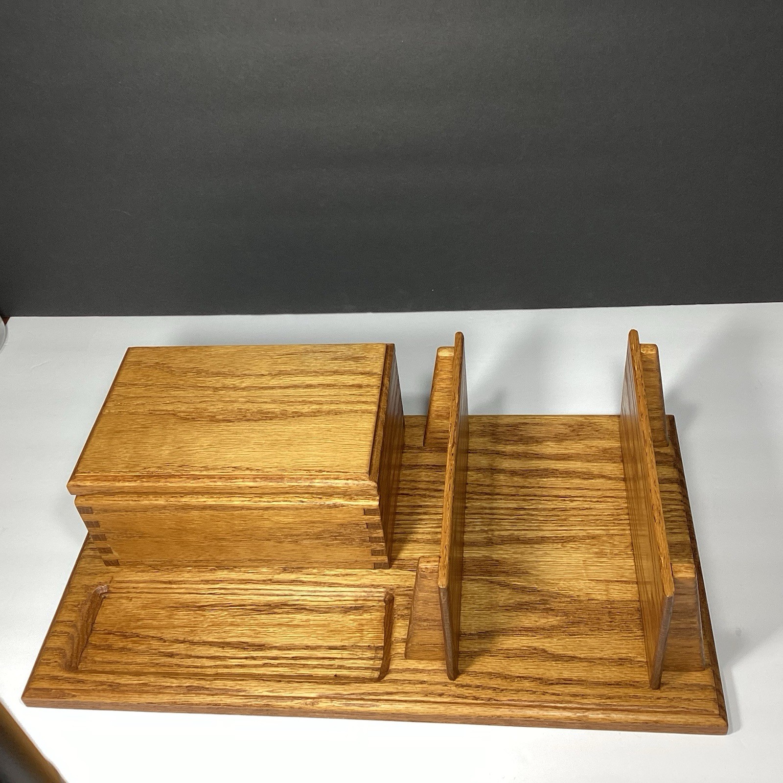 OOAK Handmade Vintage Mid Century Modern Solid Wood Desk Organizer W/ Box