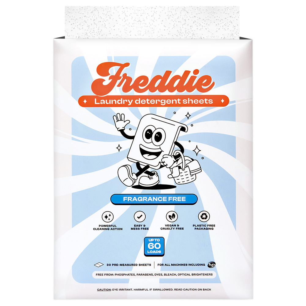 Freddie Laundry Detergent Sheets - Fragrance Free - 60 Loads (30 Sheets)