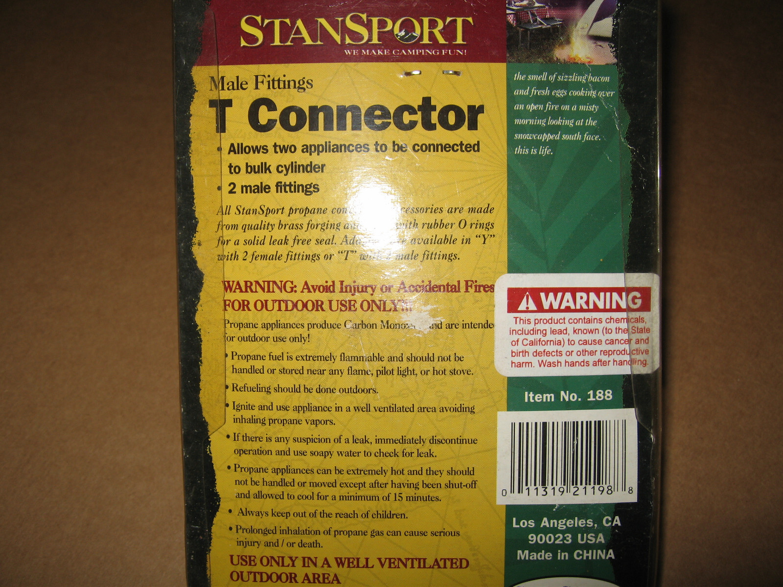 Stansport Propane Male Fitting T Connector