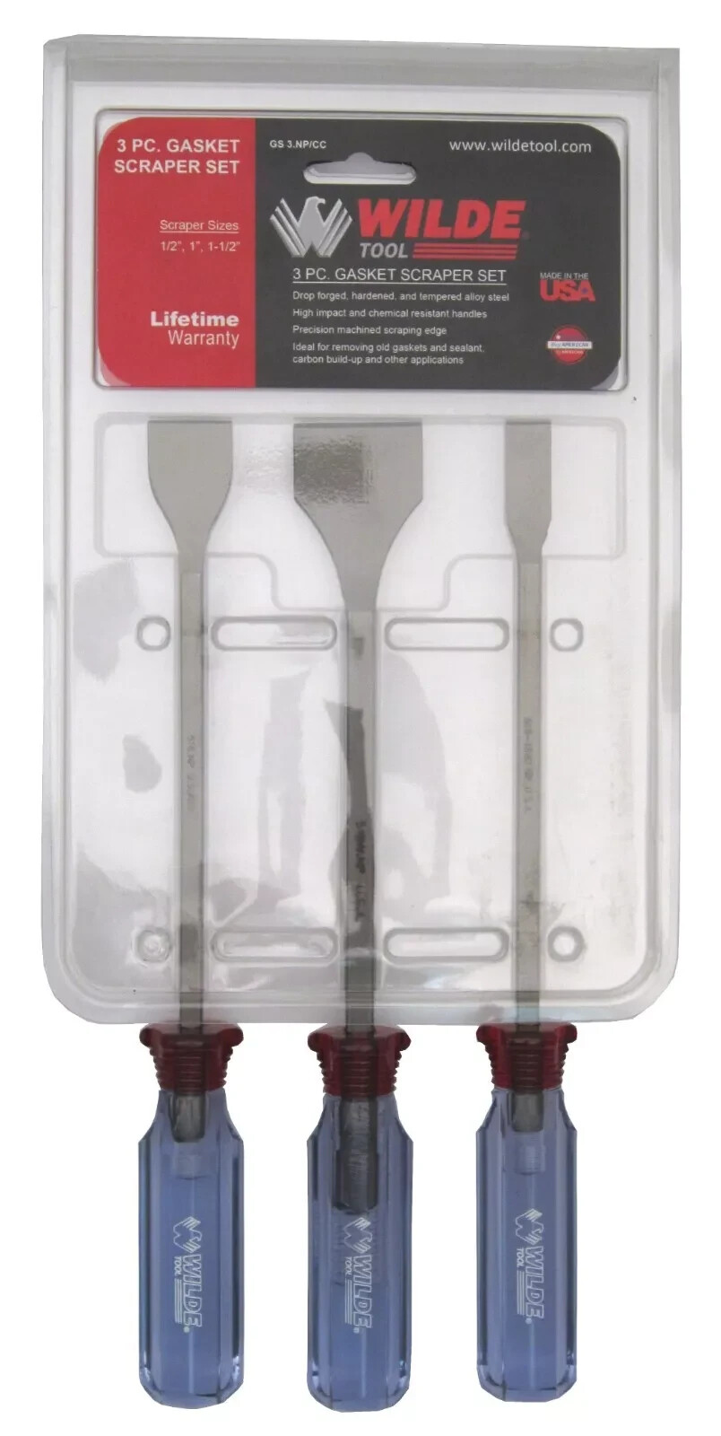 Wilde Tool 3pc Professional Gasket Scraper Set MADE IN USA Forged Alloy Steel