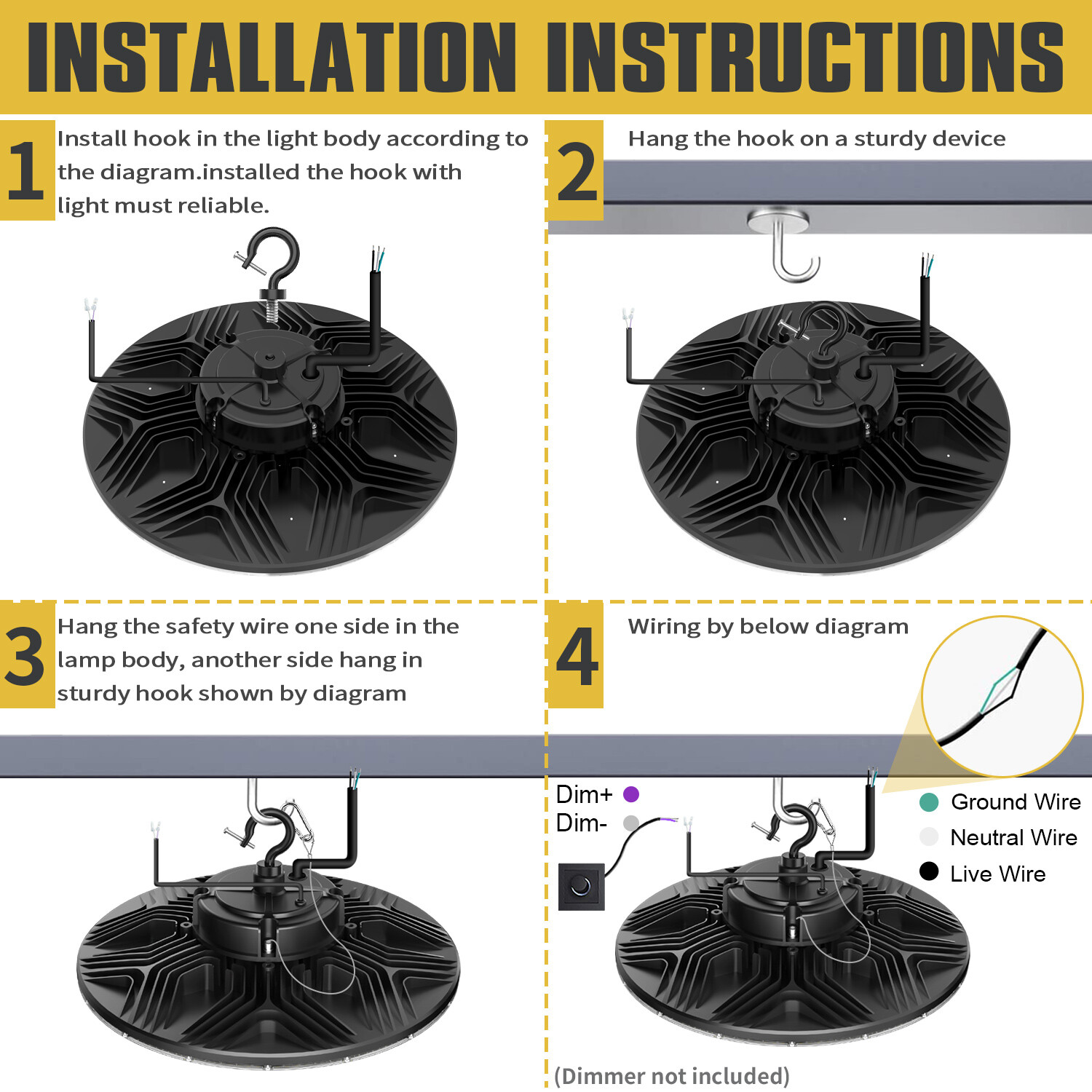 240W 480V UFO LED Shop Lights 5000K High Bay Industrial Lightihng Warehouse Lamp