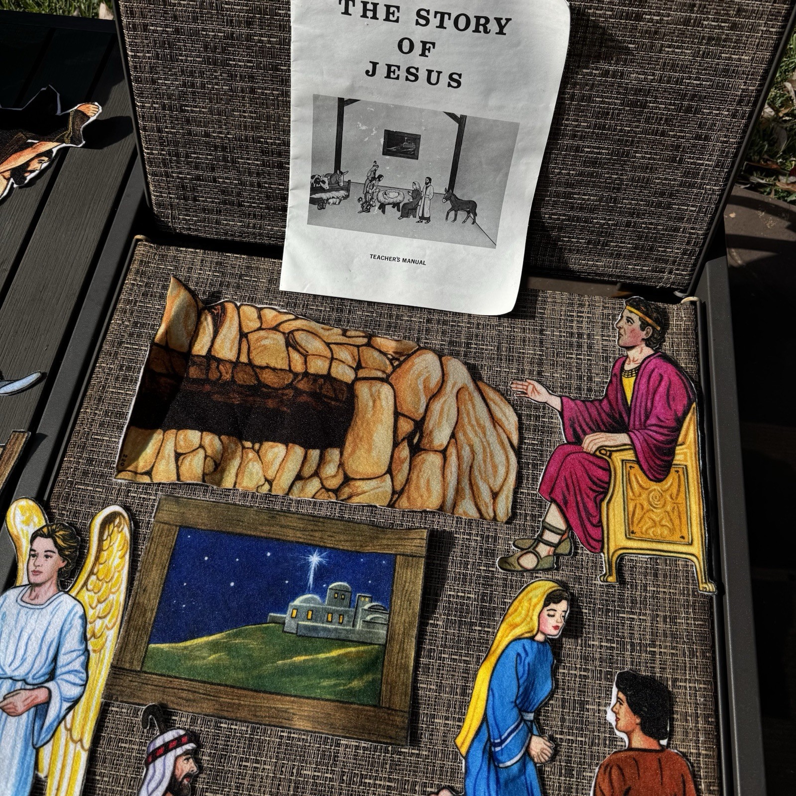 Vtg Flannelgraph Set Story Of Jesus 66 Felt Figures Plus Manual Bible Homeschool