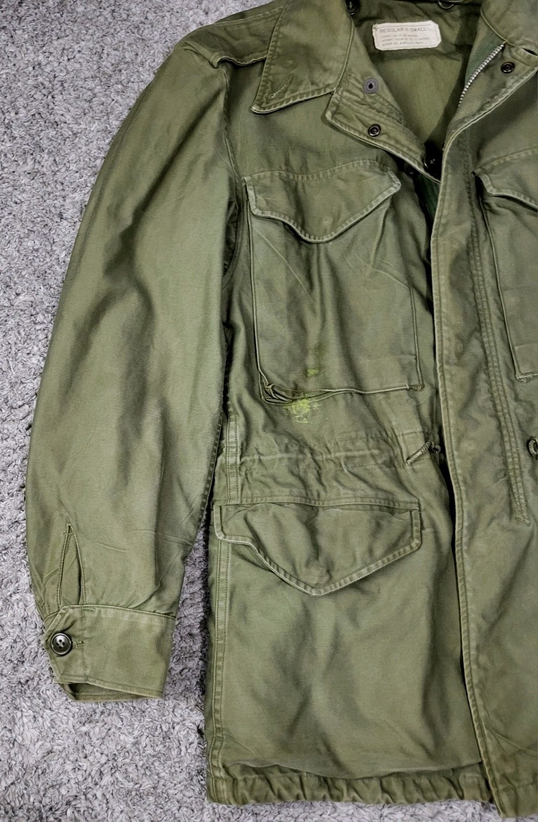 Vintage US Military OG-107 Sateen M51 Field Jacket Olive Green Regular XS 1958
